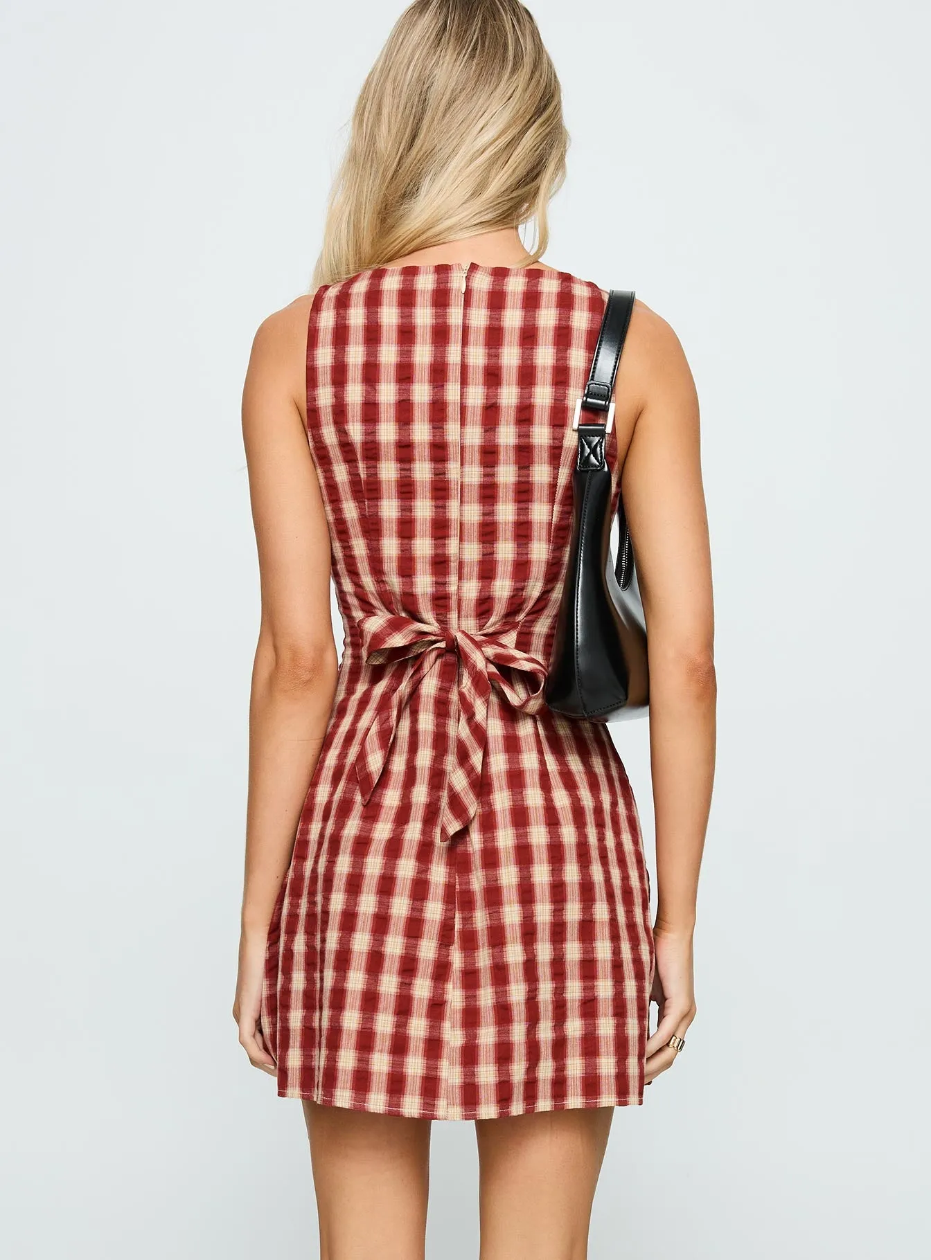 Sweet Somethings Mini Dress Red Check sold by Princess Polly product image thumbnail 4