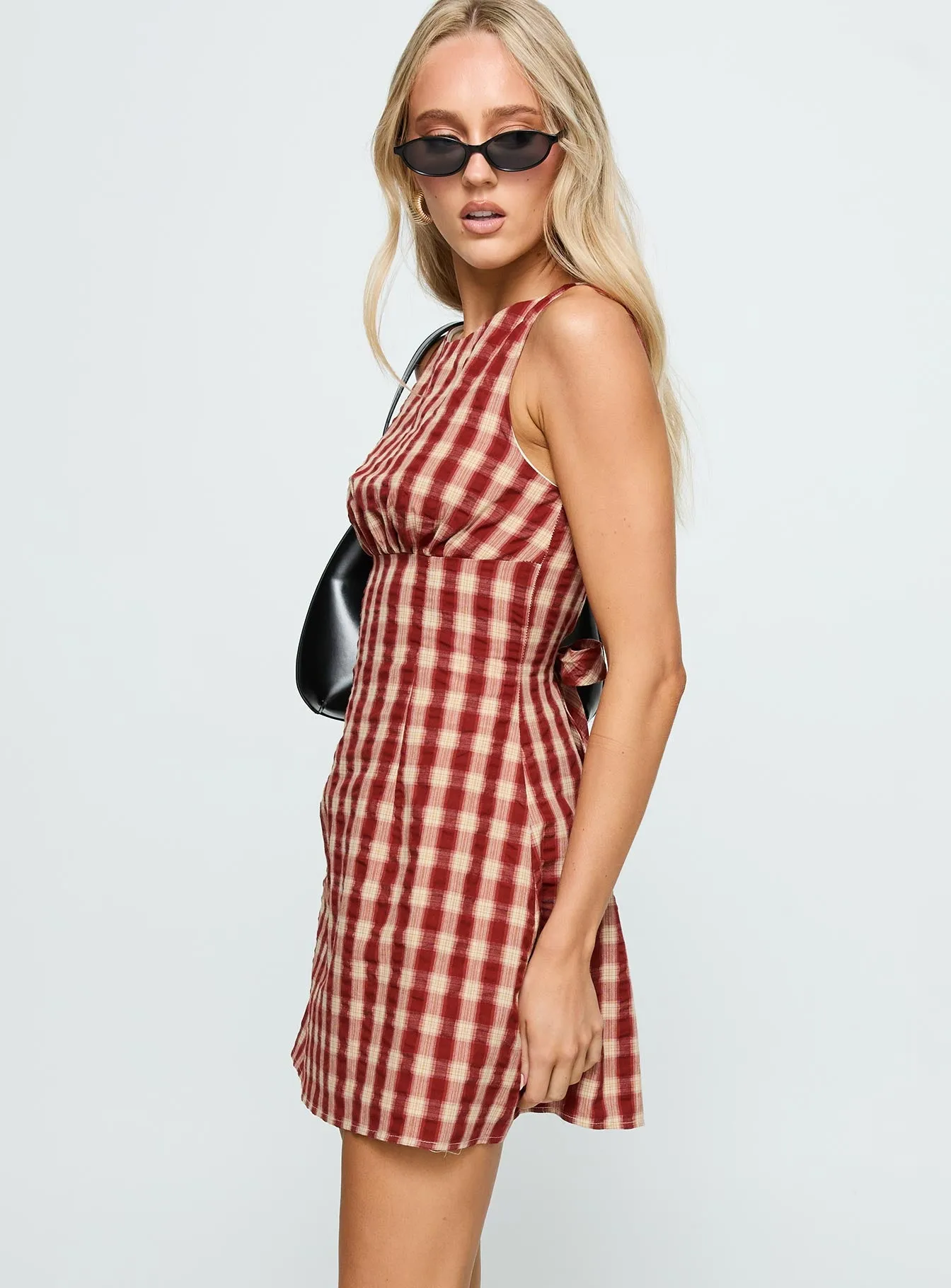 Sweet Somethings Mini Dress Red Check sold by Princess Polly product image thumbnail 3