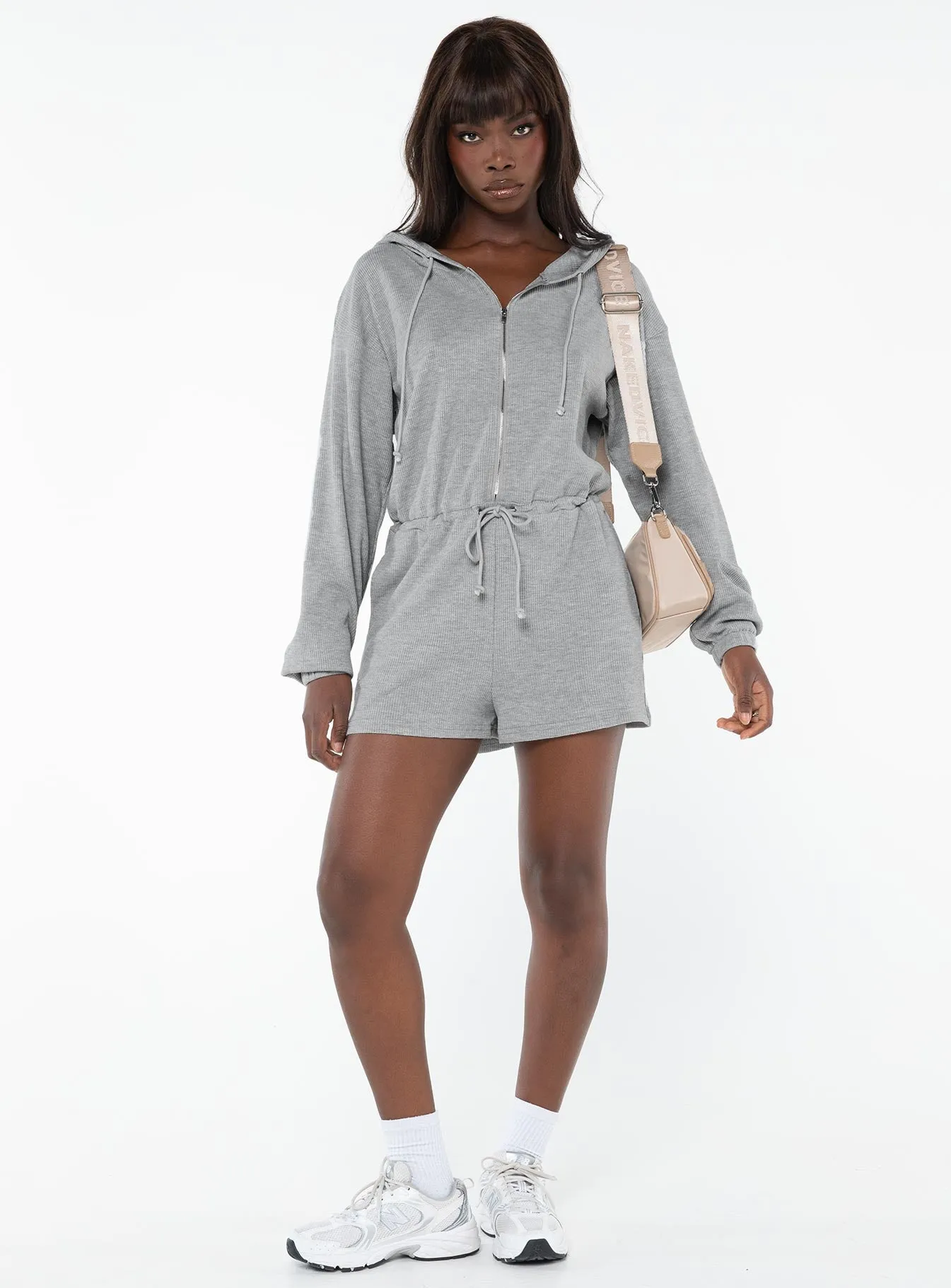 Jeanette Hooded Romper Grey sold by Princess Polly product image thumbnail 3