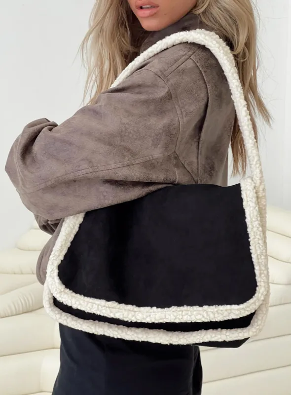 Baybay Sherling Bag Black / Cream sold by Princess Polly