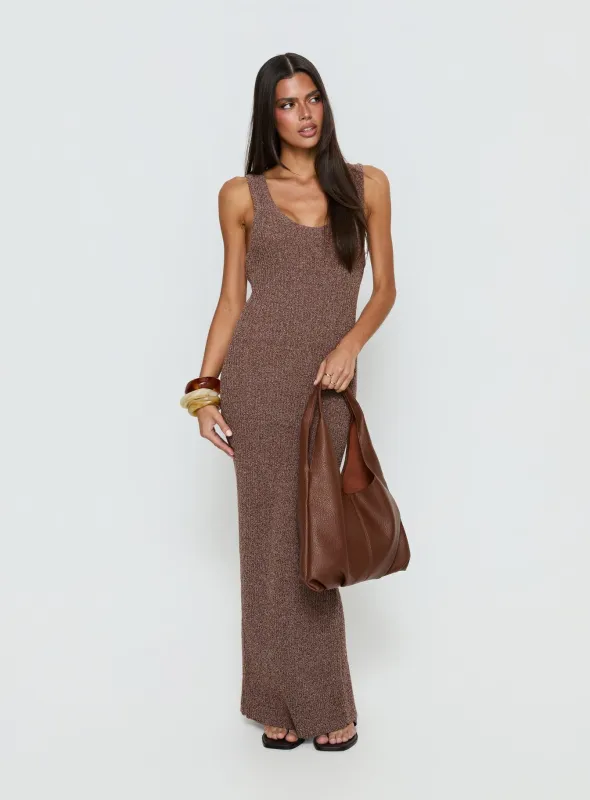 Imirisa Scoop Knit Maxi Dress Mocha sold by Princess Polly