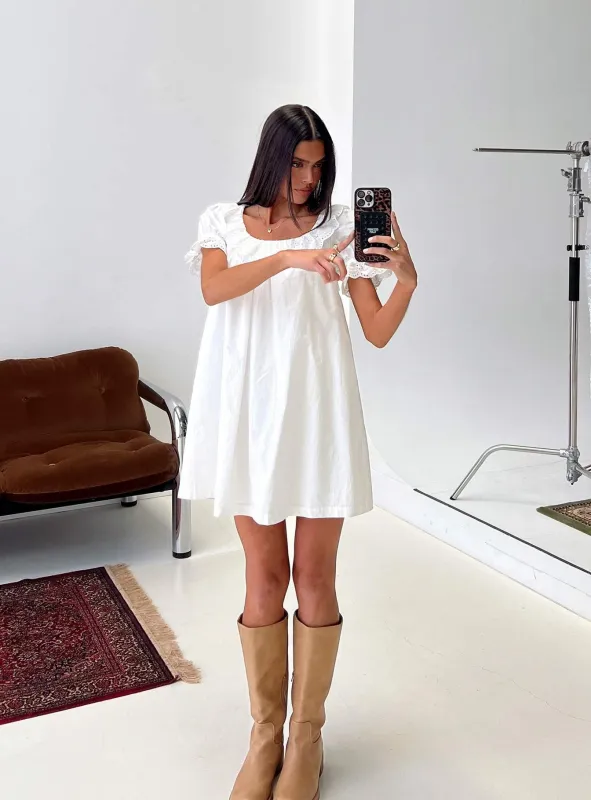 Trinka Frill Collared Mini Dress White sold by Princess Polly