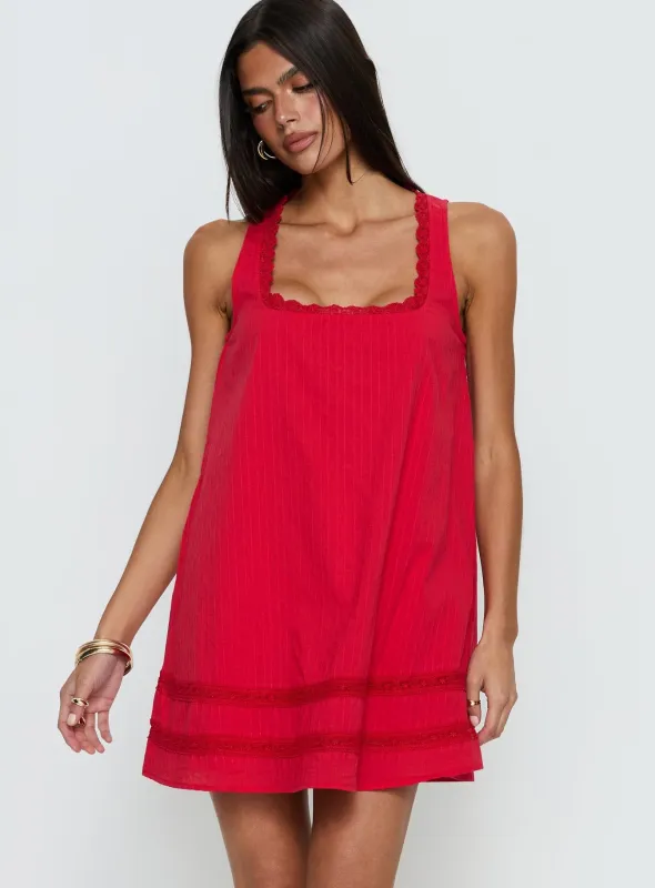 Alanah Mini Dress Red sold by Princess Polly