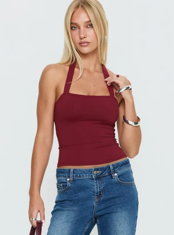 Ghisella Square Neck Halter Top Cherry sold by Princess Polly
