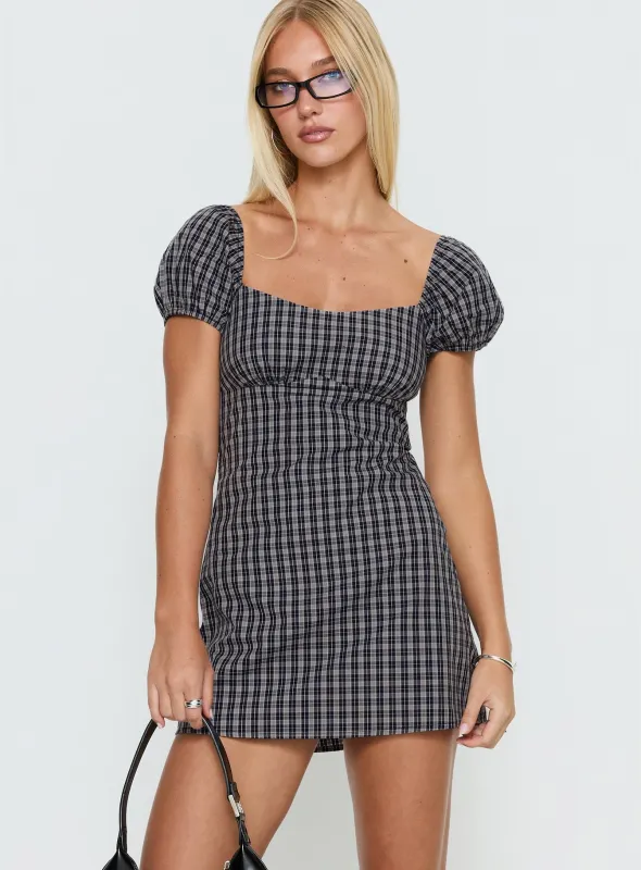 Sorynna Short Sleeve Playsuit Navy Check sold by Princess Polly