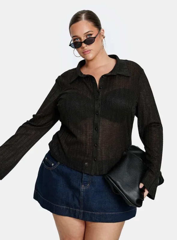 When You Sleep Long Sleeve Top Black Curve sold by Princess Polly