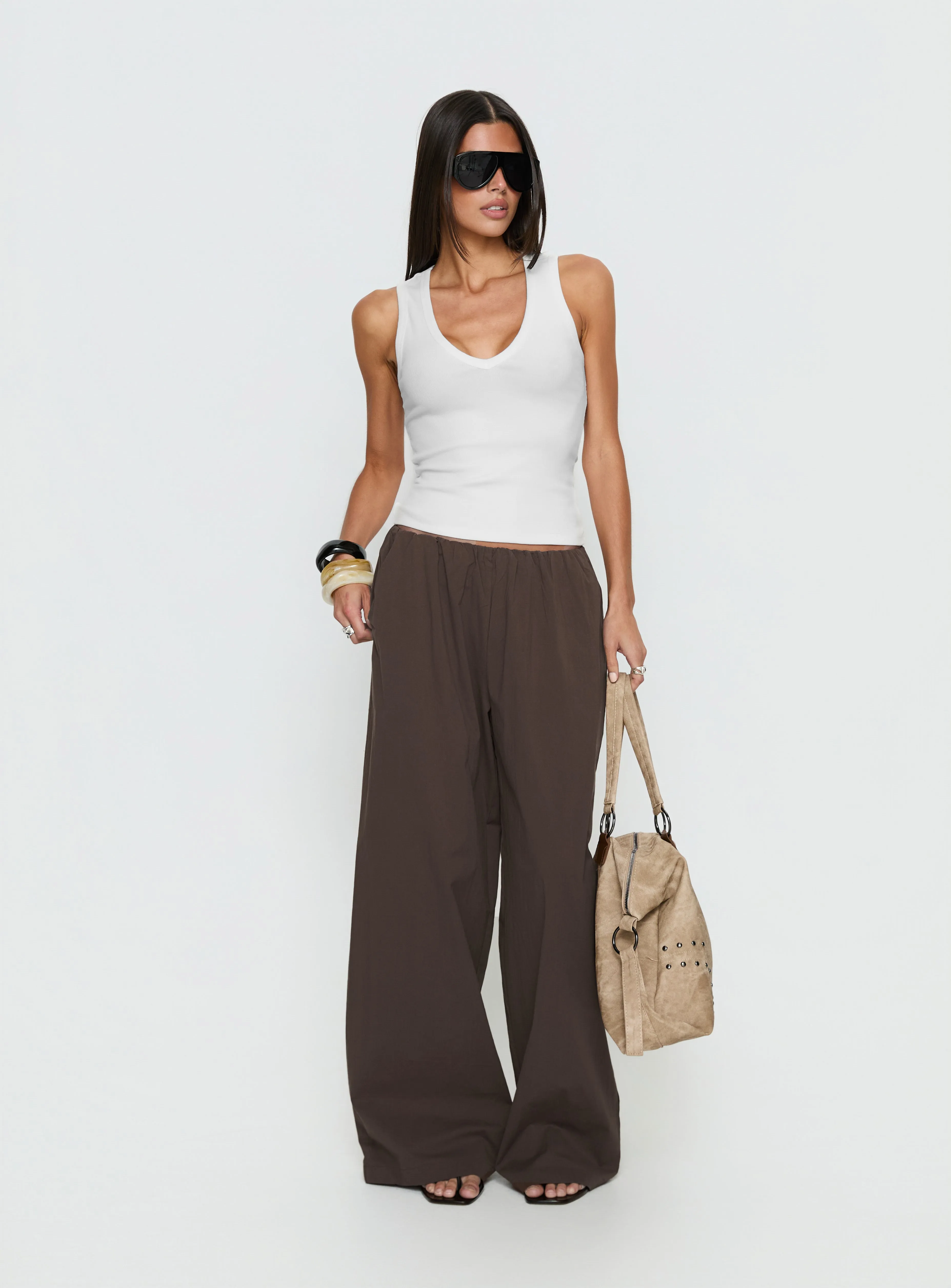 Lunea Concealed Waistband Pants Brown sold by Princess Polly product image thumbnail 3