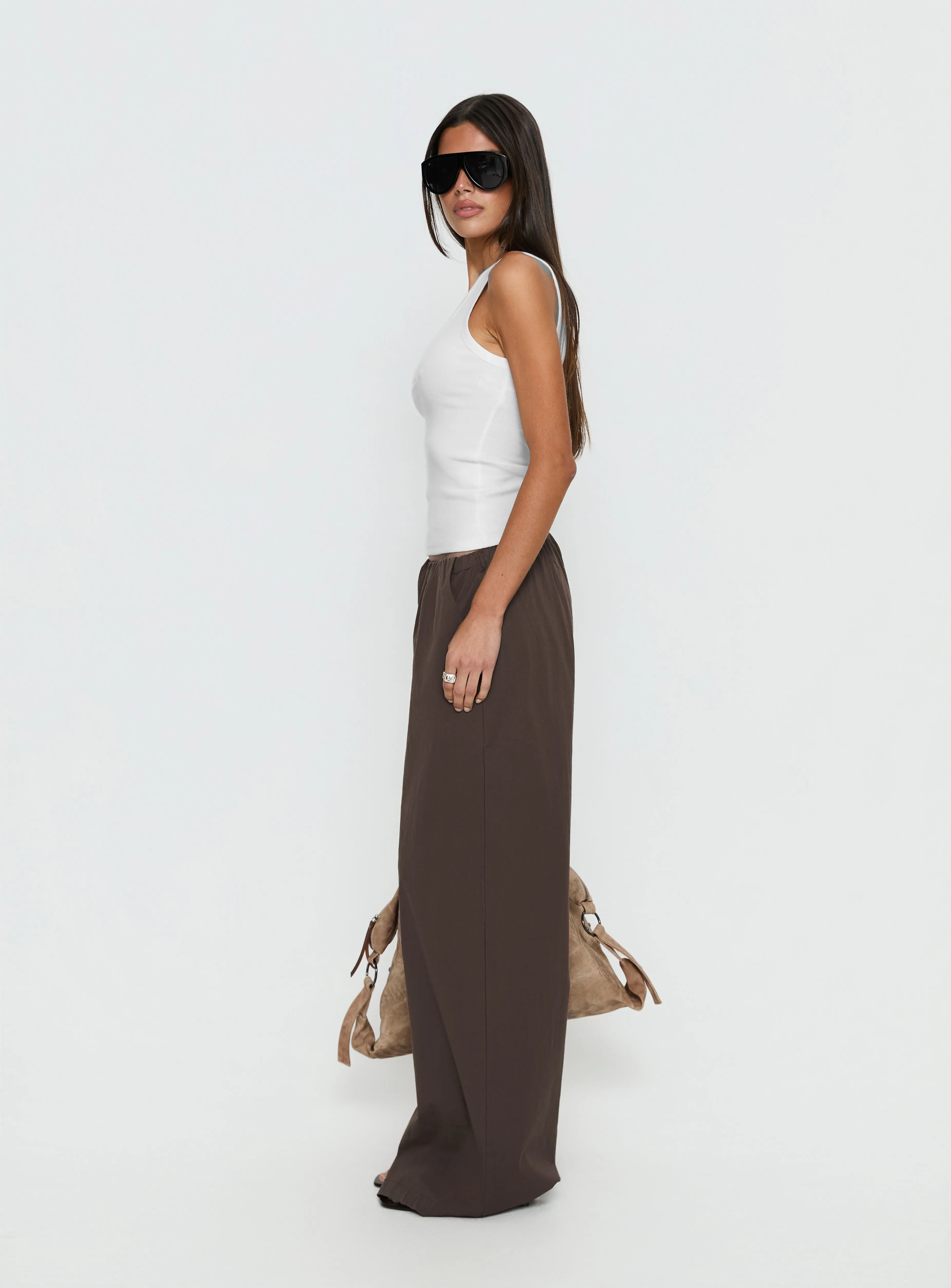 Lunea Concealed Waistband Pants Brown sold by Princess Polly product image thumbnail 4