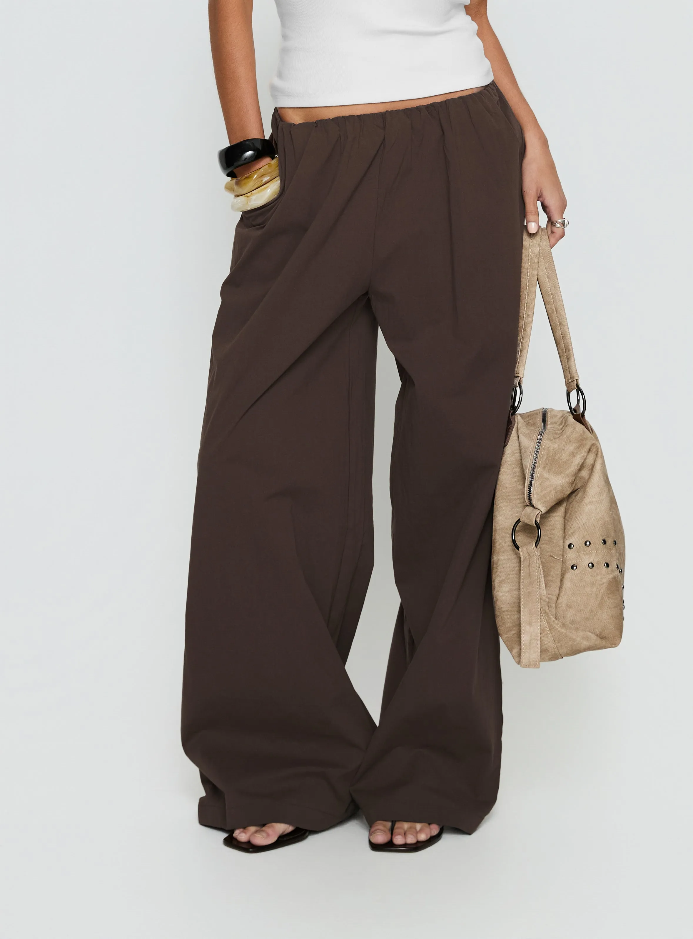 Lunea Concealed Waistband Pants Brown sold by Princess Polly product image thumbnail 2