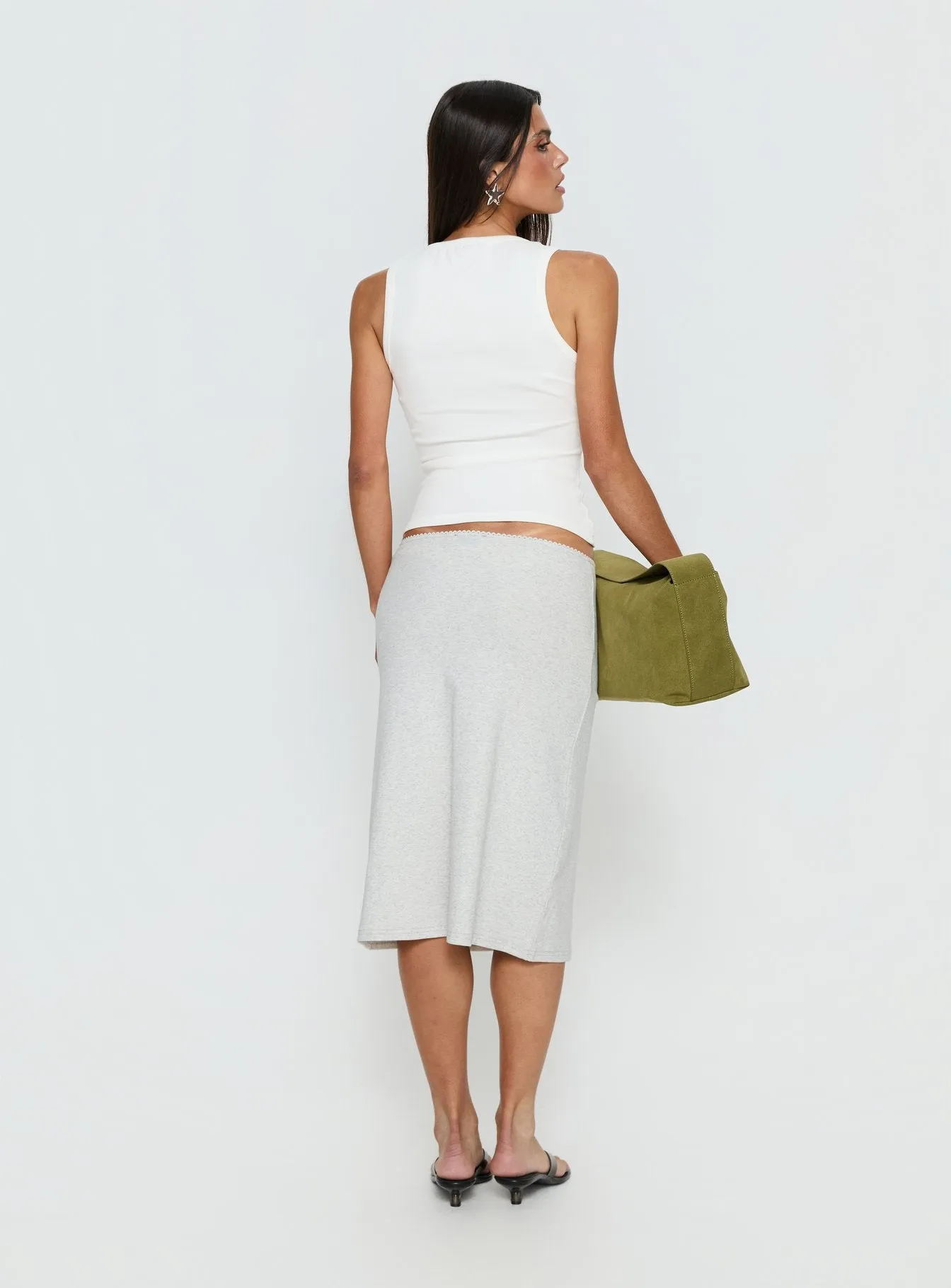 Baseline Rib Midi Skirt Grey Marle sold by Princess Polly product image thumbnail 5