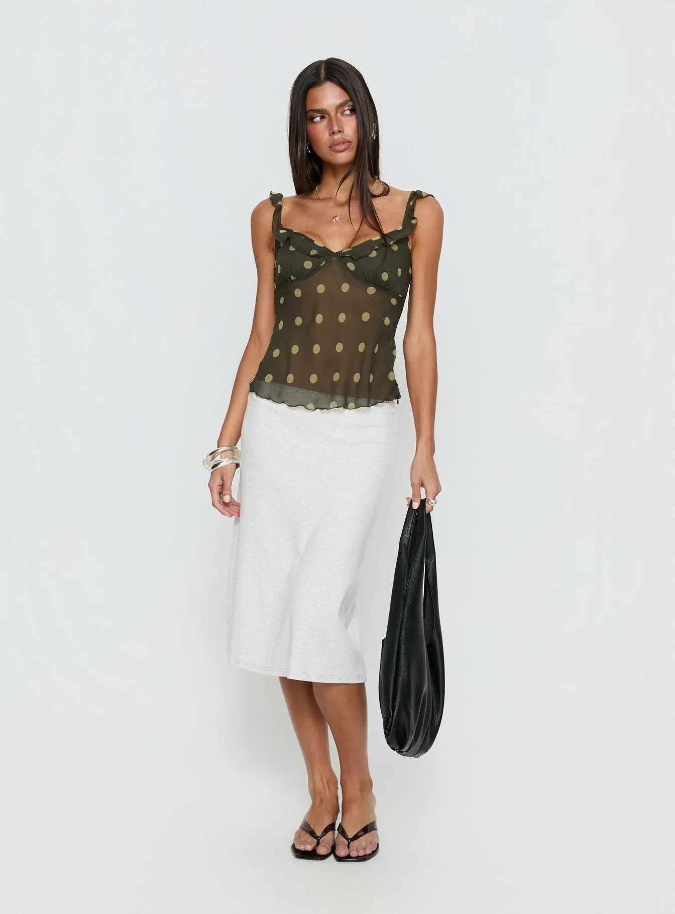 Zayliah Frill Detail Top Green Polka sold by Princess Polly product image thumbnail 3