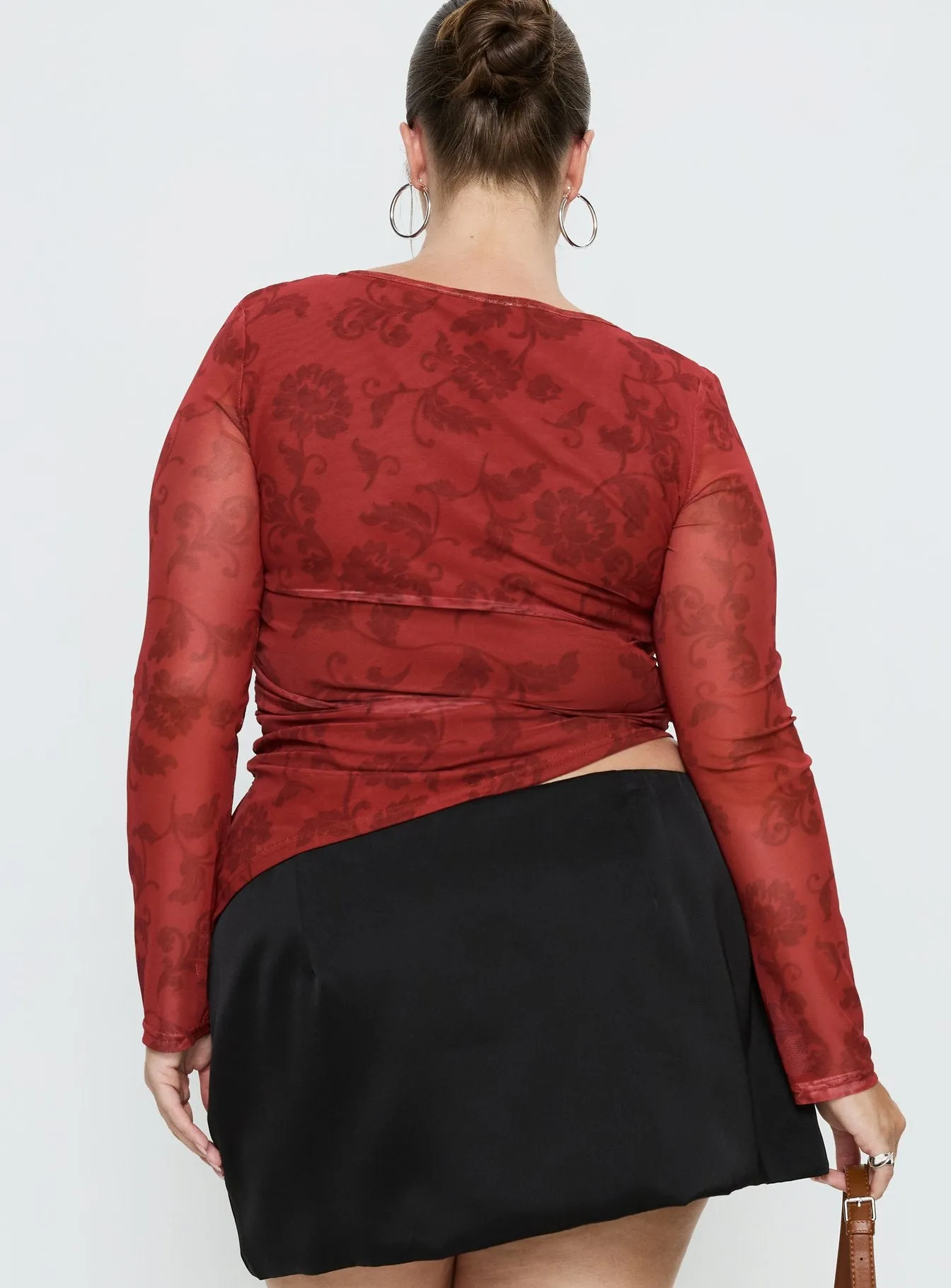 People Watching Long Sleeve Top Red Floral Curve sold by Princess Polly product image thumbnail 5