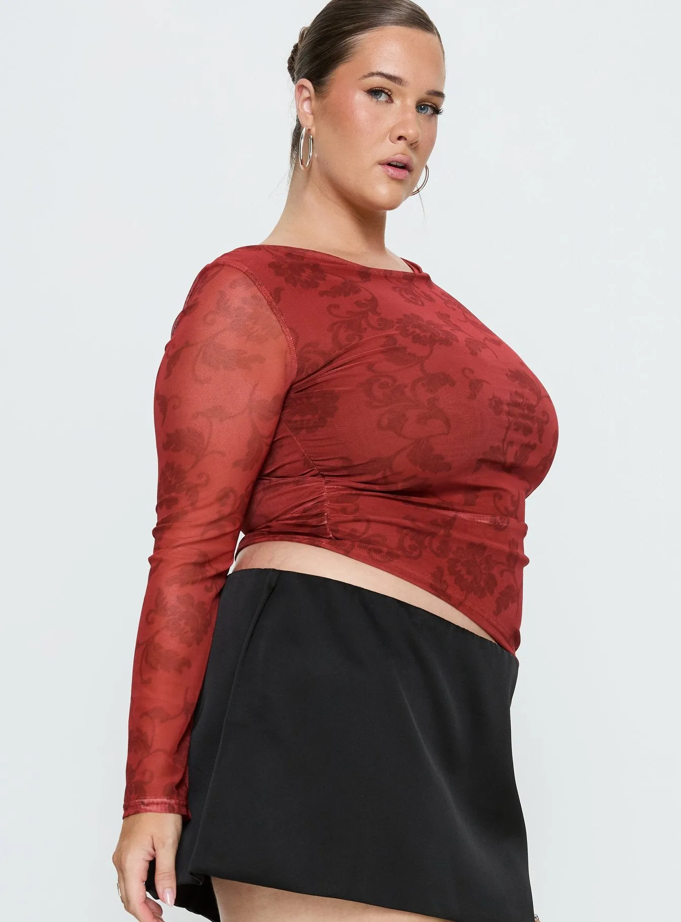 People Watching Long Sleeve Top Red Floral Curve sold by Princess Polly product image thumbnail 4