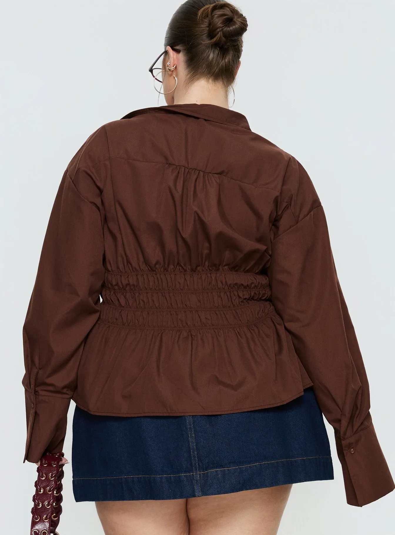 As You Are Shirred Button Up Top Chocolate Curve sold by Princess Polly product image thumbnail 5