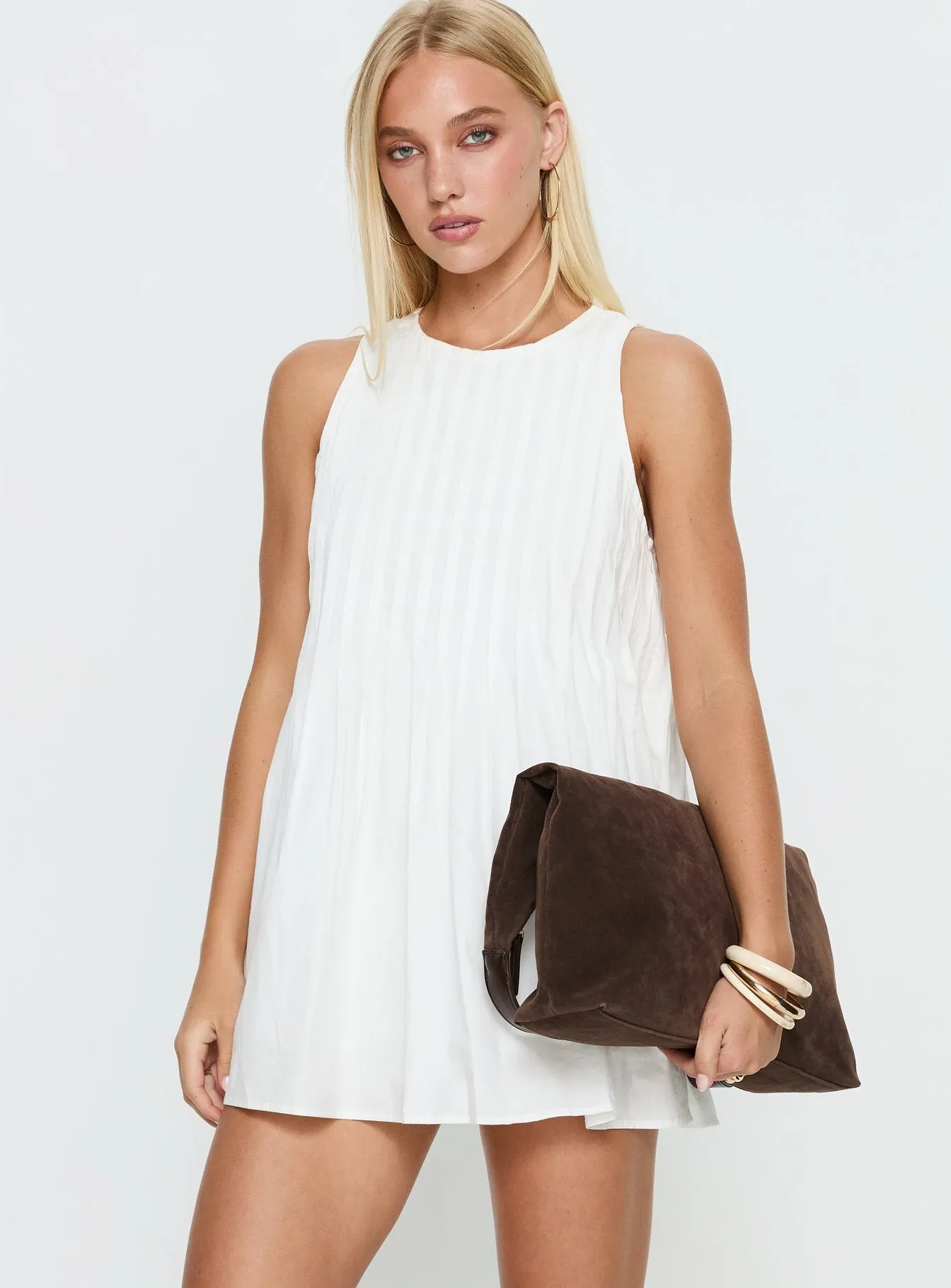 Dreamboat Pleated Mini Dress White sold by Princess Polly product image thumbnail 2