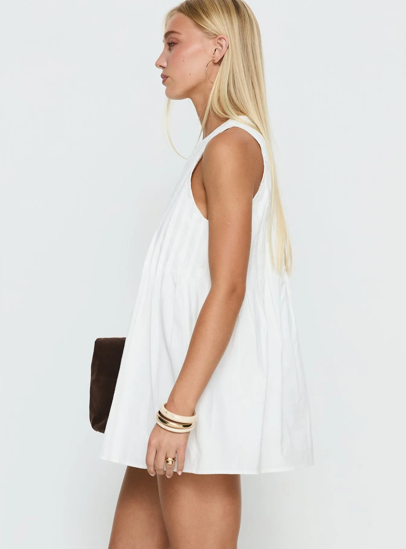 Dreamboat Pleated Mini Dress White sold by Princess Polly product image thumbnail 4