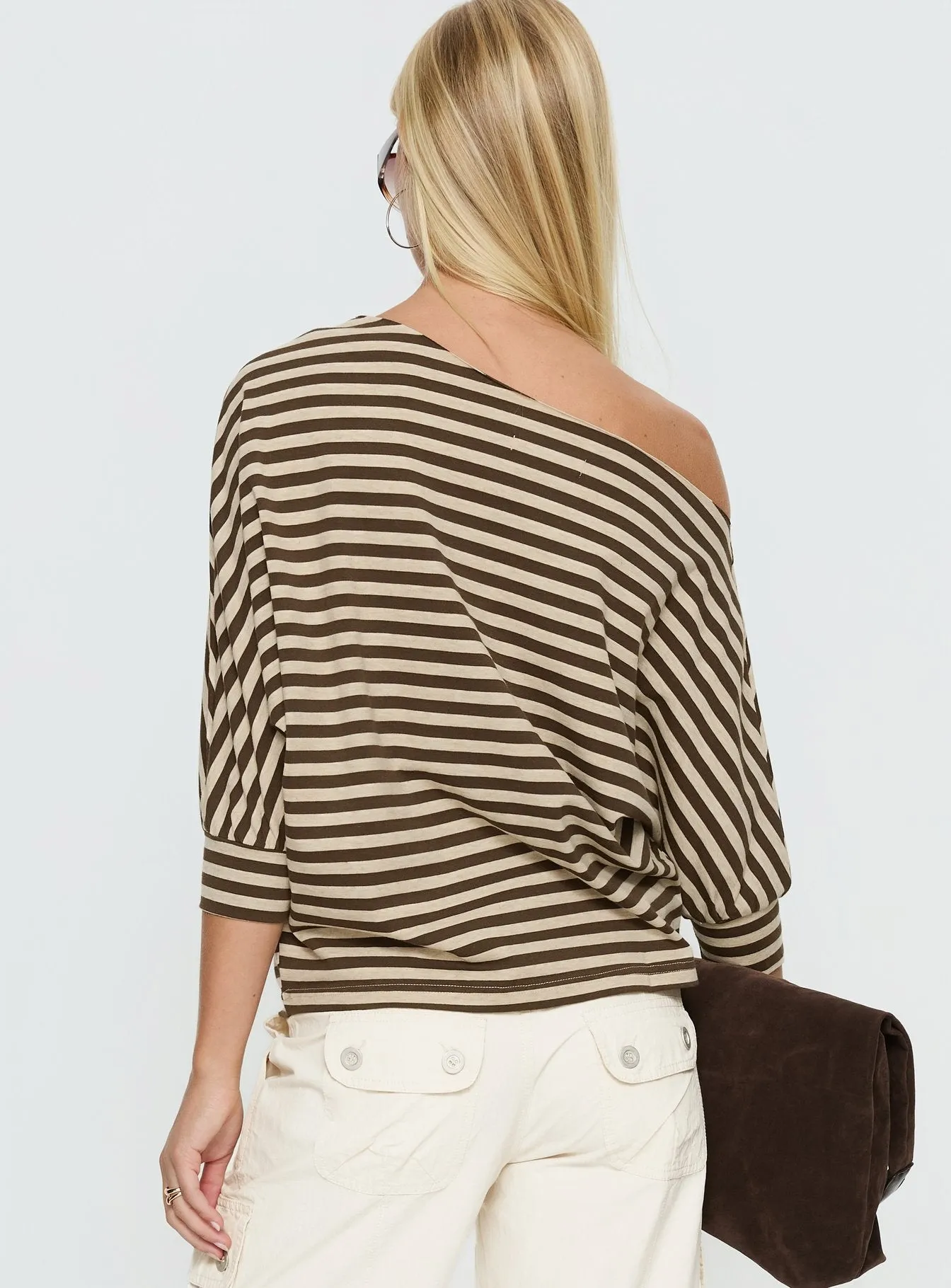 Keyes 3/4 Sleeve Off Shoulder Top Multi Stripe sold by Princess Polly product image thumbnail 5