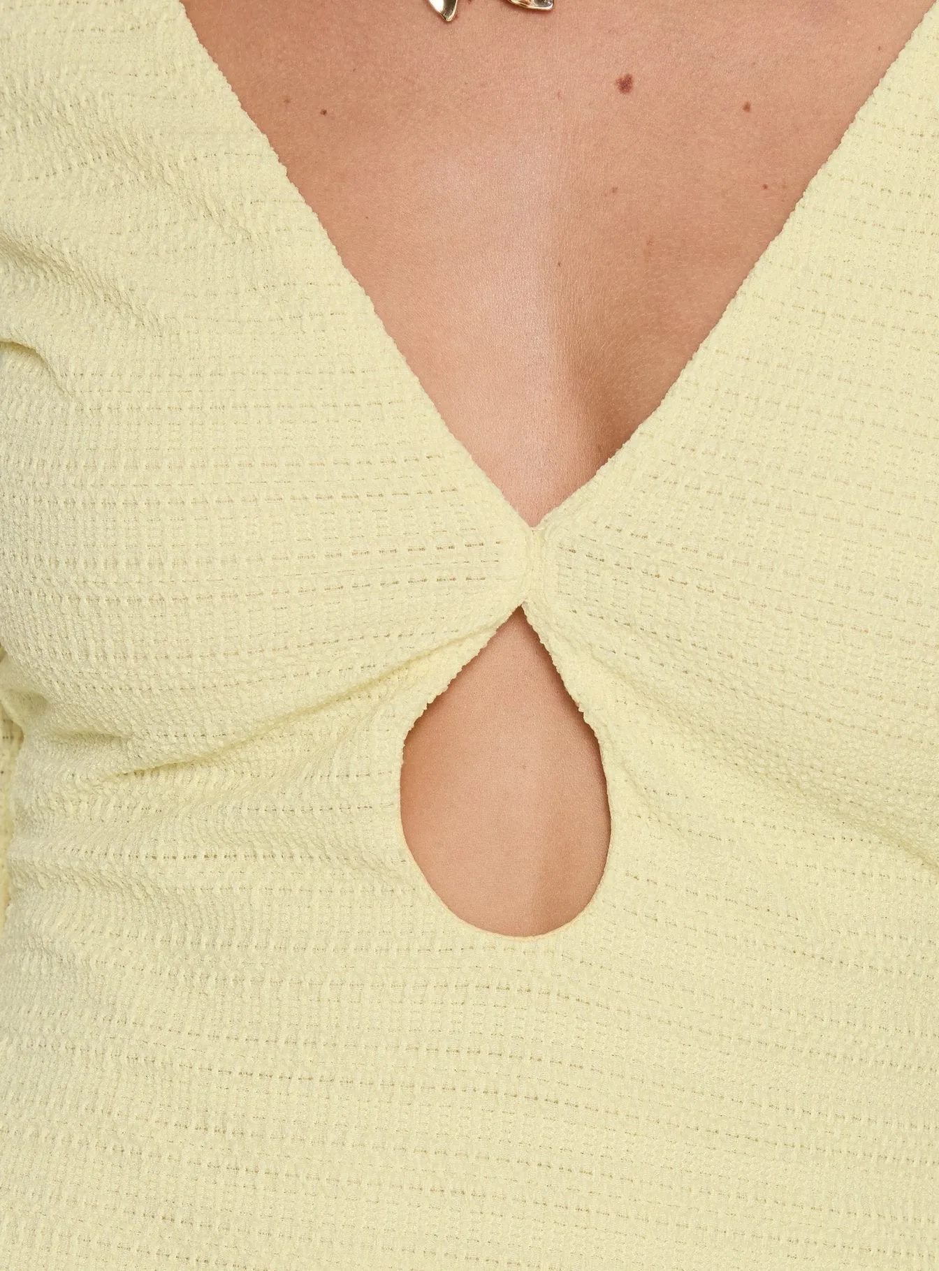 Milley Long Sleeve Textured Mini Dress Lemon sold by Princess Polly product image thumbnail 5