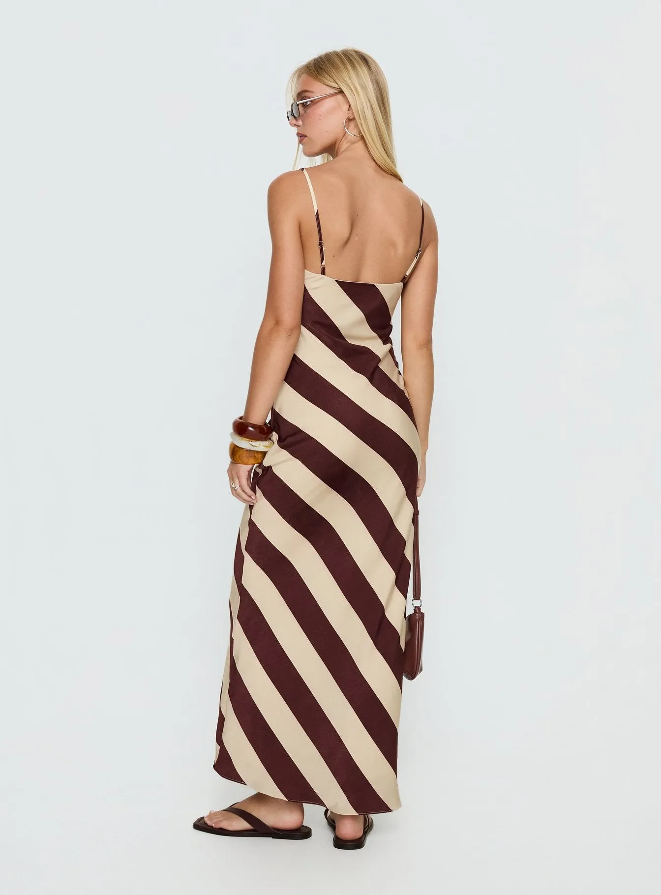 Rhodie Scoop Maxi Dress Brown / Cream Stripe sold by Princess Polly product image thumbnail 5