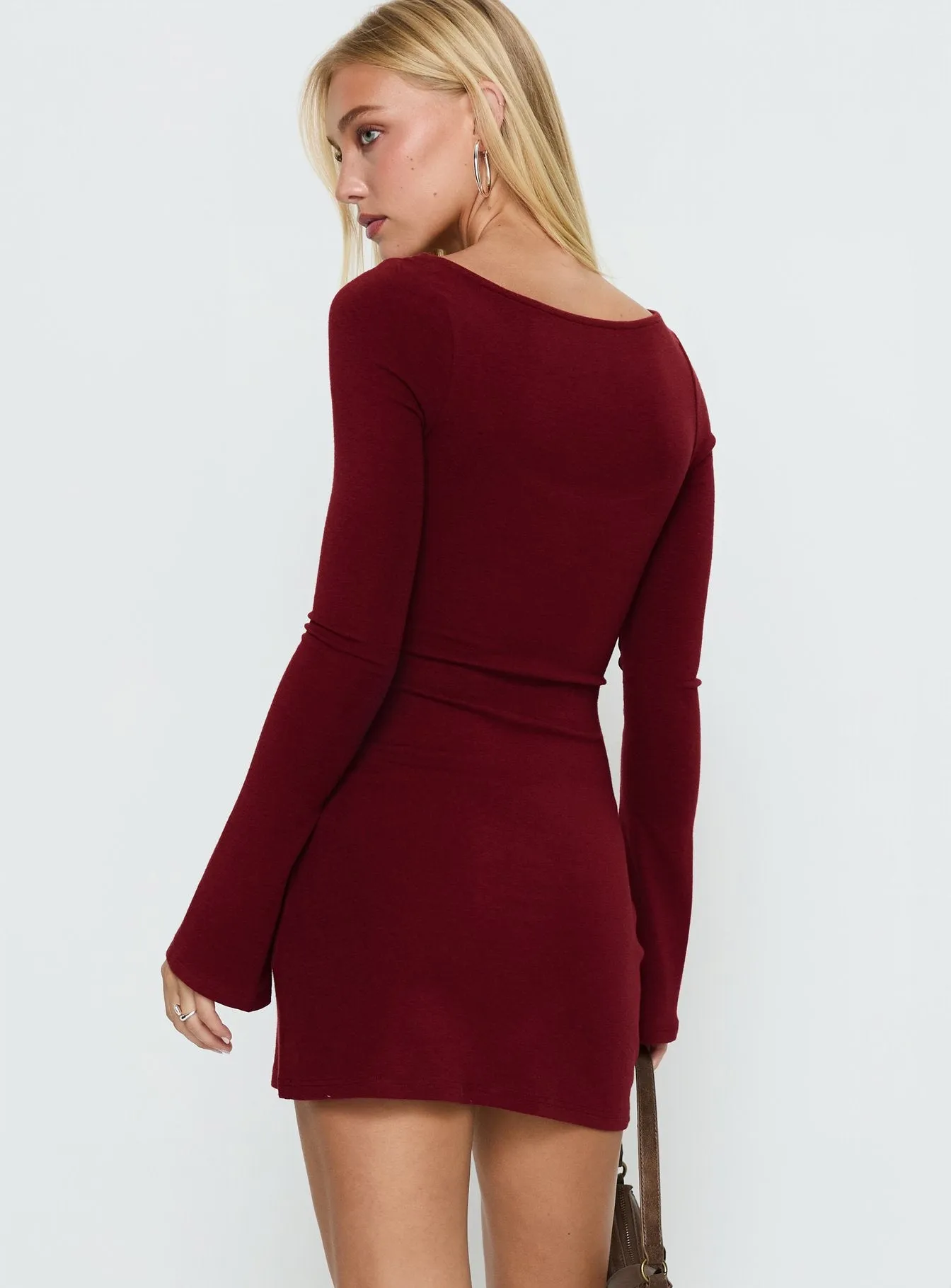 Larelle Reversible Knit Long Sleeve Mini Dress Red sold by Princess Polly product image thumbnail 4