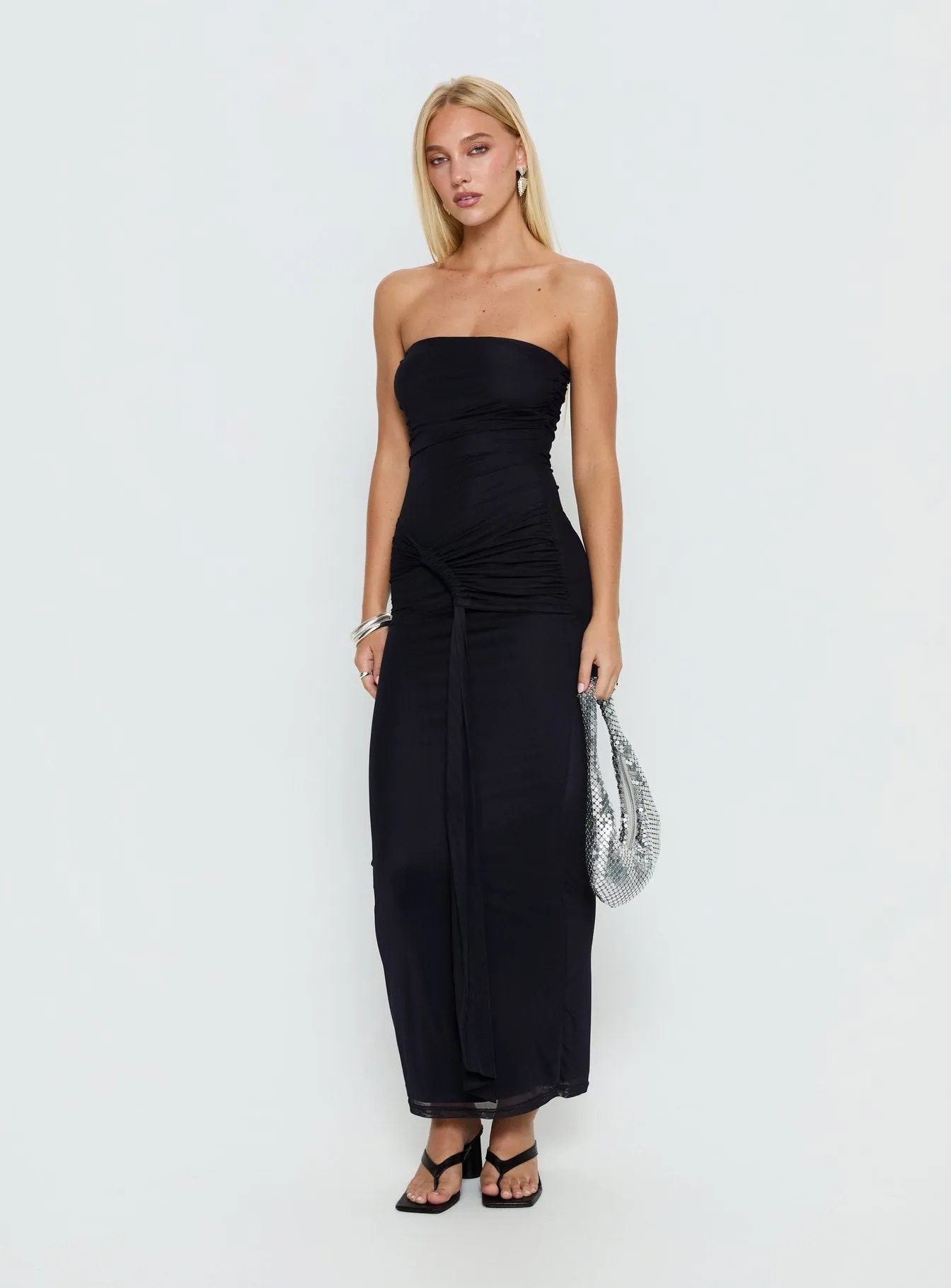 Senora Strapless Drape Maxi Dress Navy sold by Princess Polly product image thumbnail 2