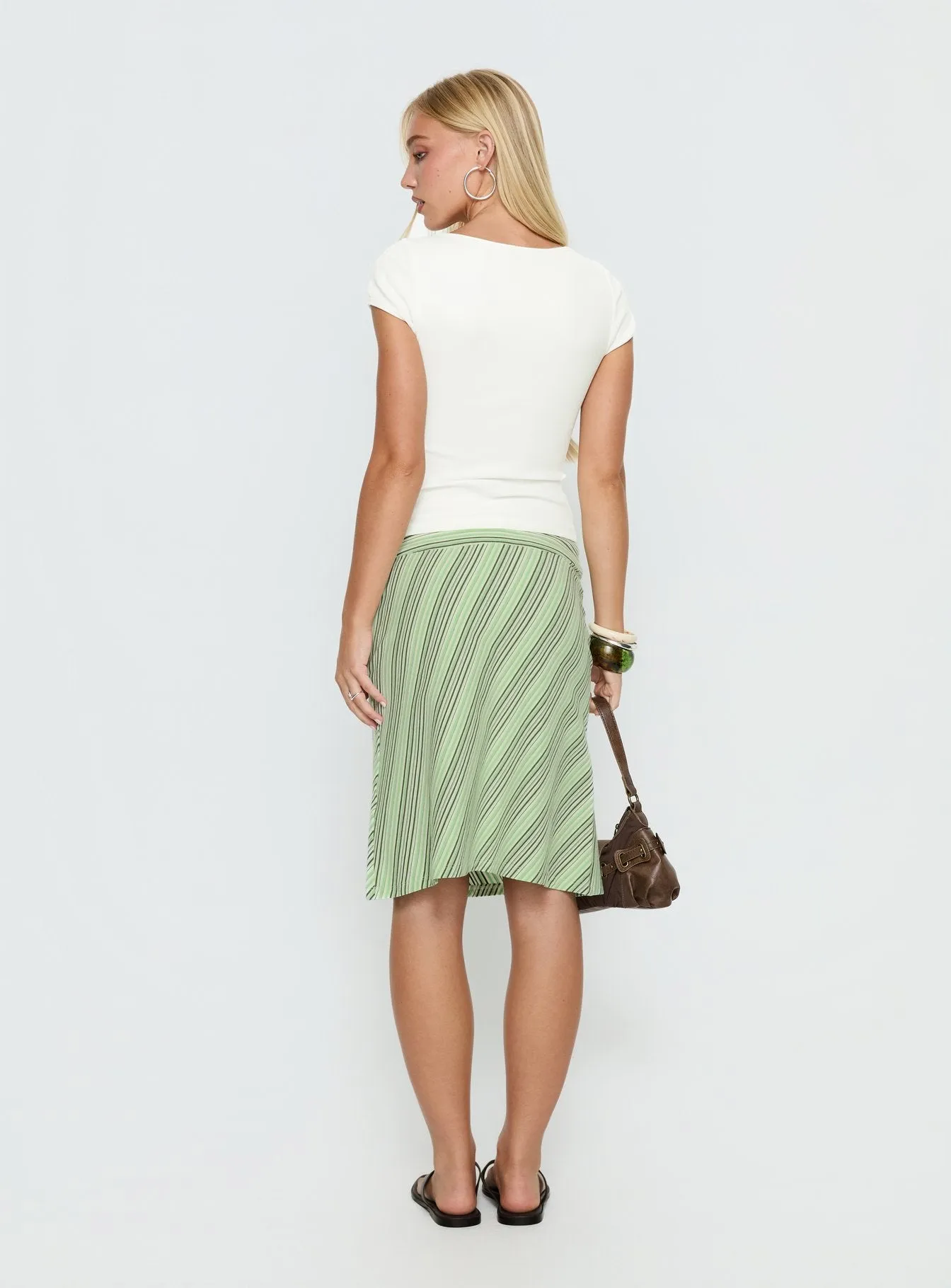 Lemon Twist Midi Skirt Green Stripe sold by Princess Polly product image thumbnail 5