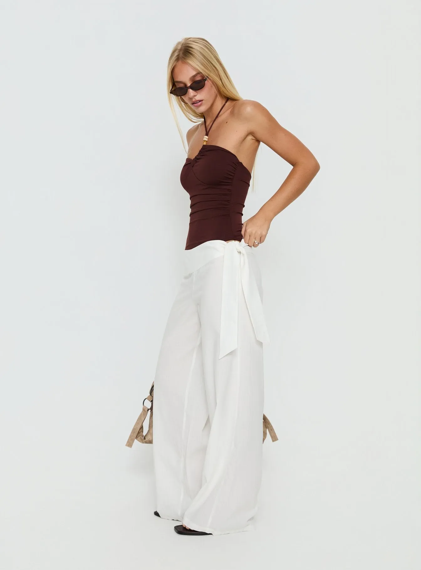 Wave Dancer Tie Pant White sold by Princess Polly product image thumbnail 4