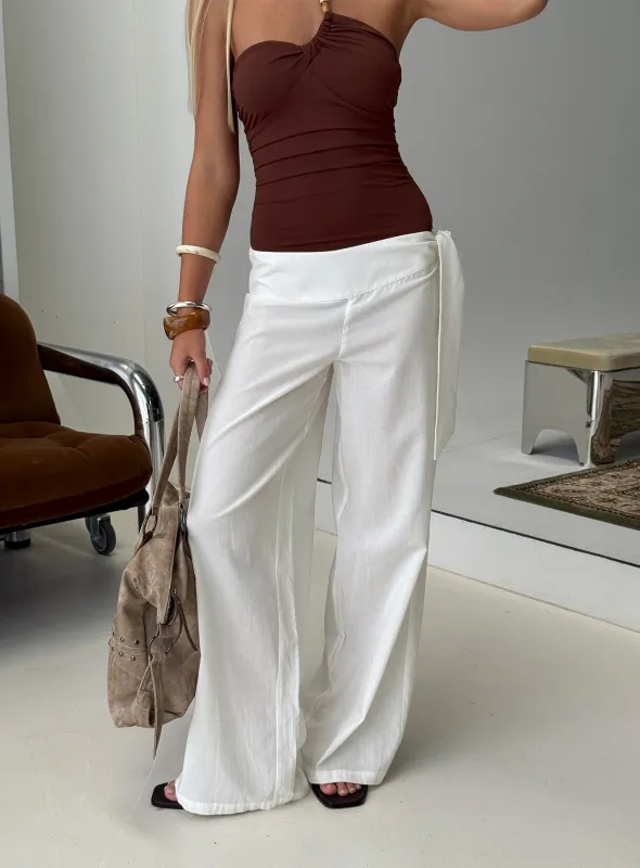 Wave Dancer Tie Pant White sold by Princess Polly