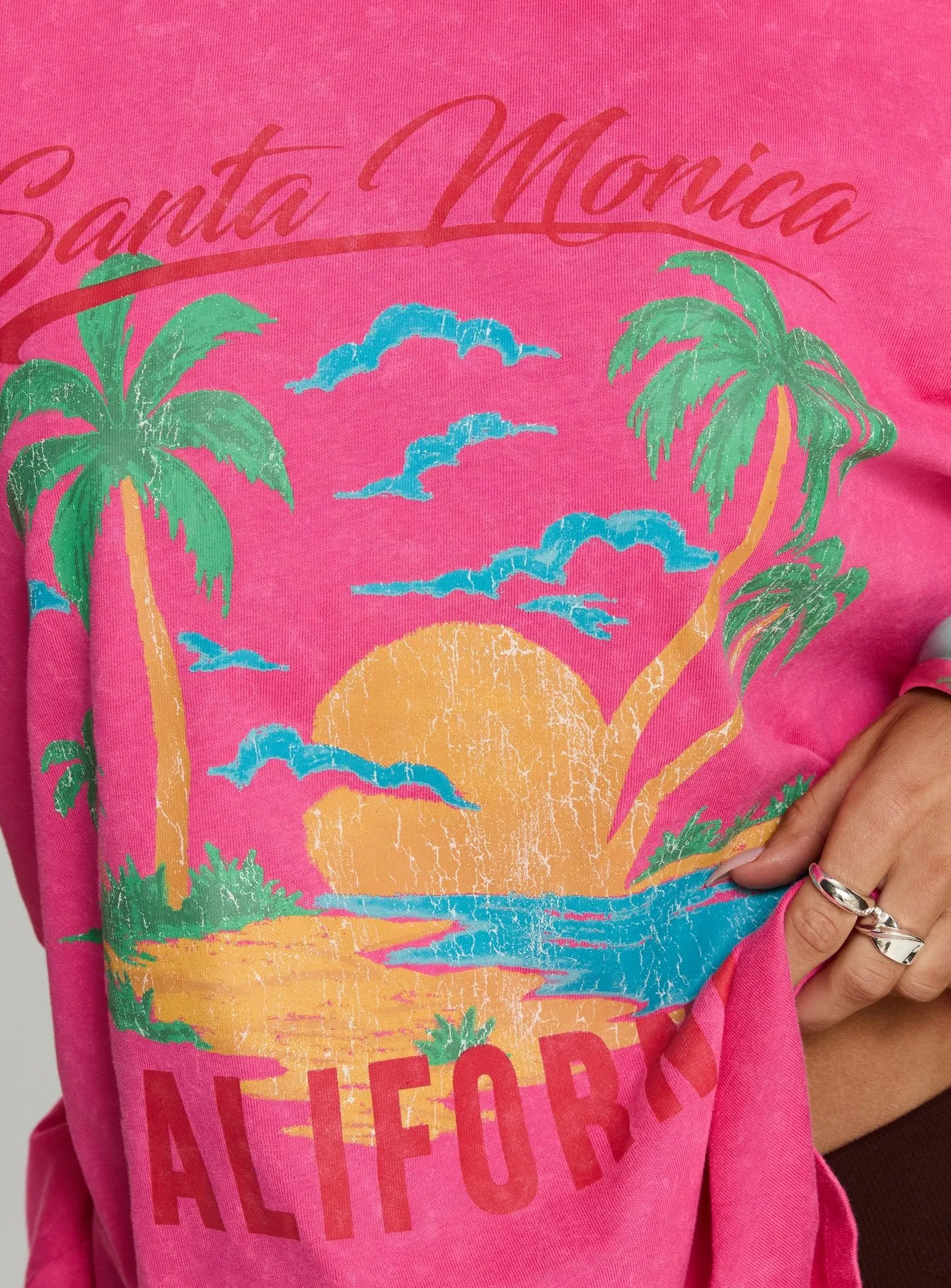 Santa Monica Beach Oversized Graphic Tee Washed Pink sold by Princess Polly product image thumbnail 5