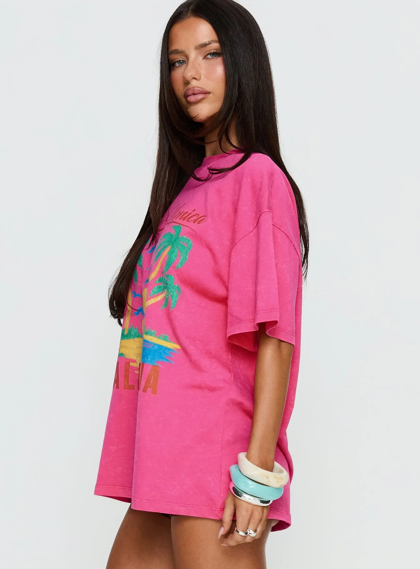 Santa Monica Beach Oversized Graphic Tee Washed Pink sold by Princess Polly product image thumbnail 3