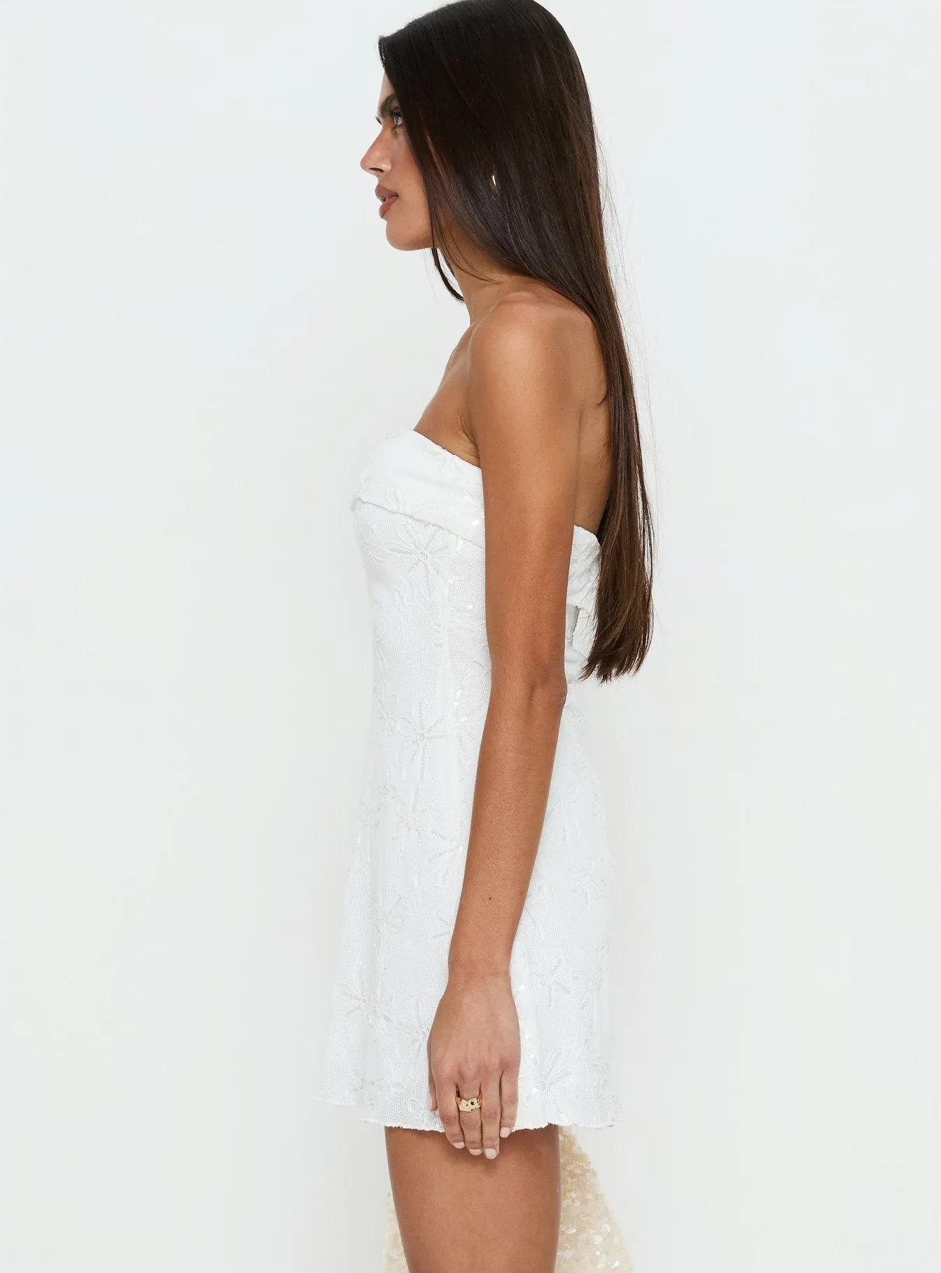 Graces Strapless Mini Dress White sold by Princess Polly product image thumbnail 4