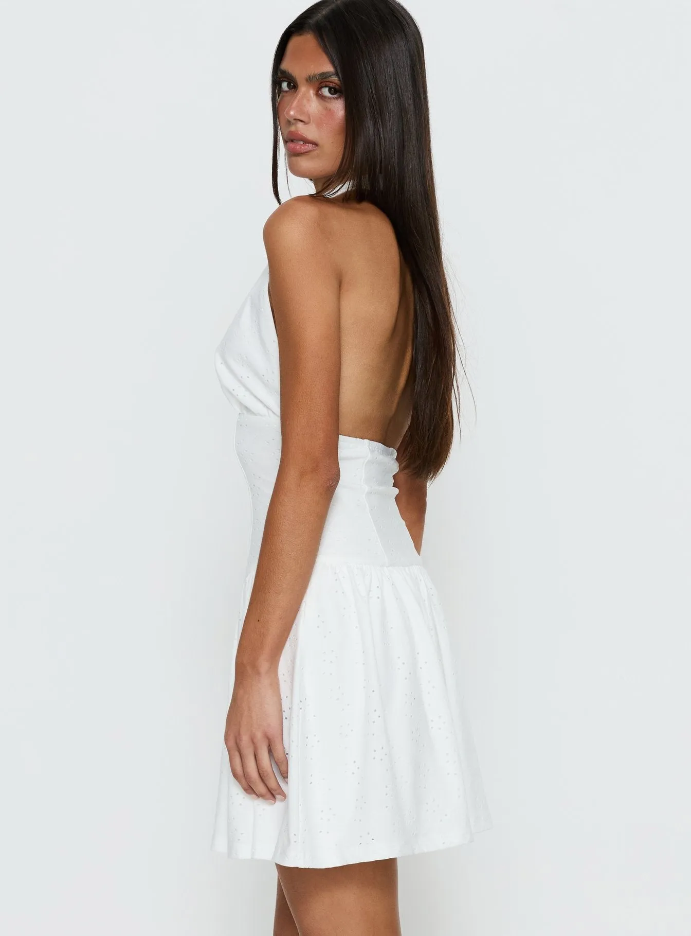 Imojen Halter Mini Dress White sold by Princess Polly product image thumbnail 4