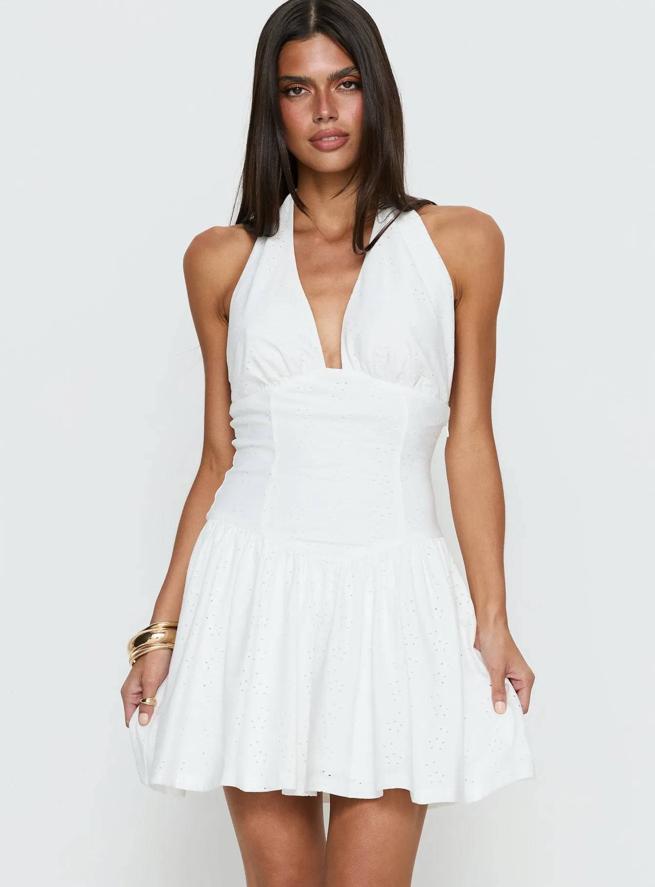 Imojen Halter Mini Dress White sold by Princess Polly product image thumbnail 2
