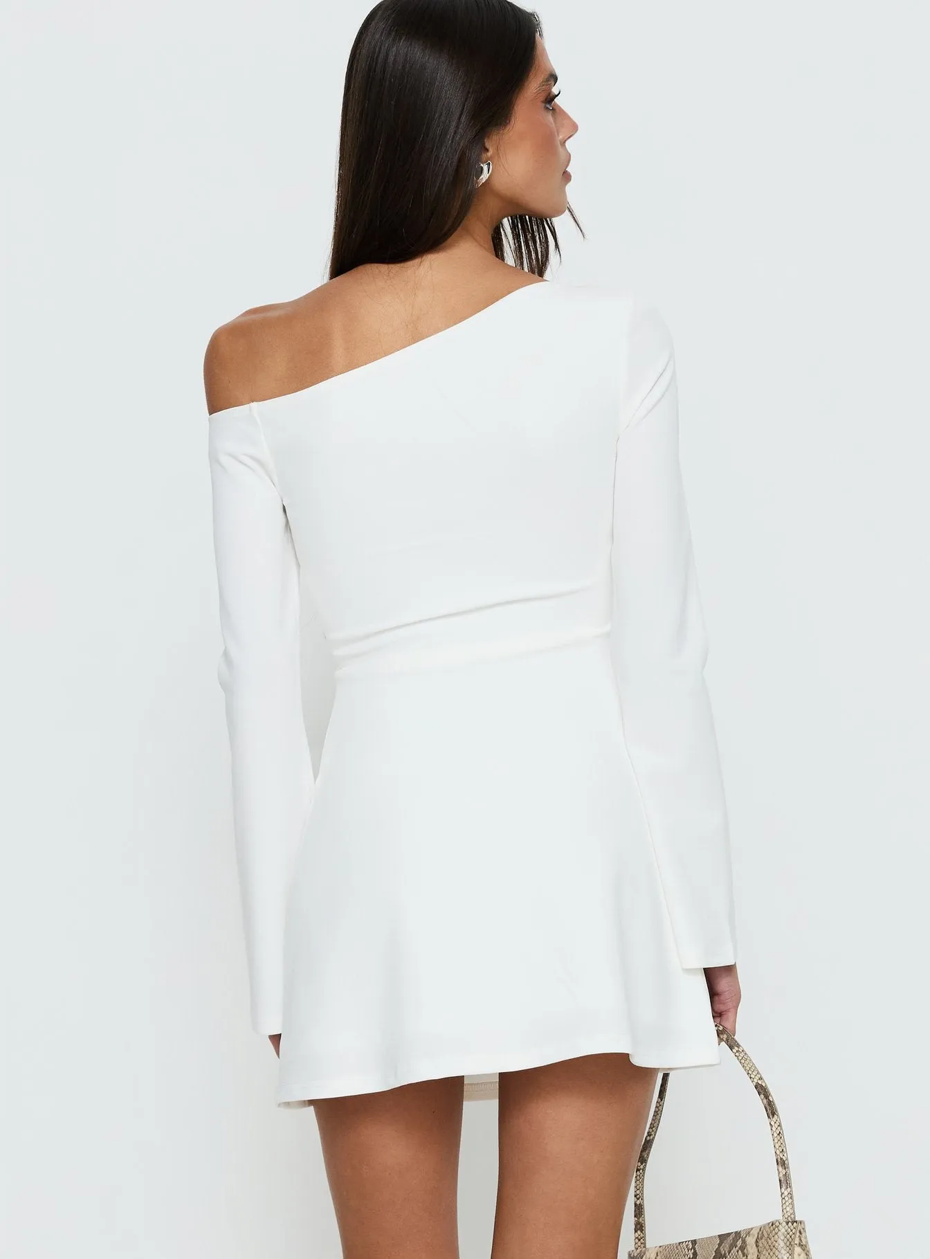 Adrietta Long Sleeve Off Shoulder Mini Dress White sold by Princess Polly product image thumbnail 5