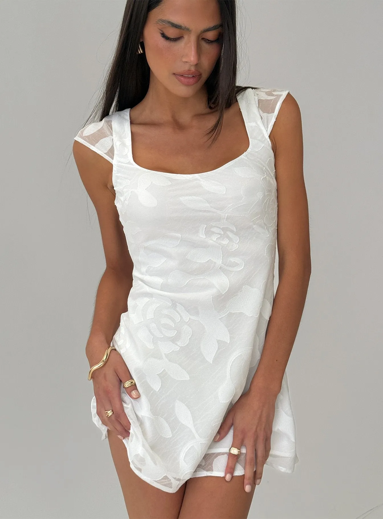 Lucienna Mini Dress White Floral sold by Princess Polly