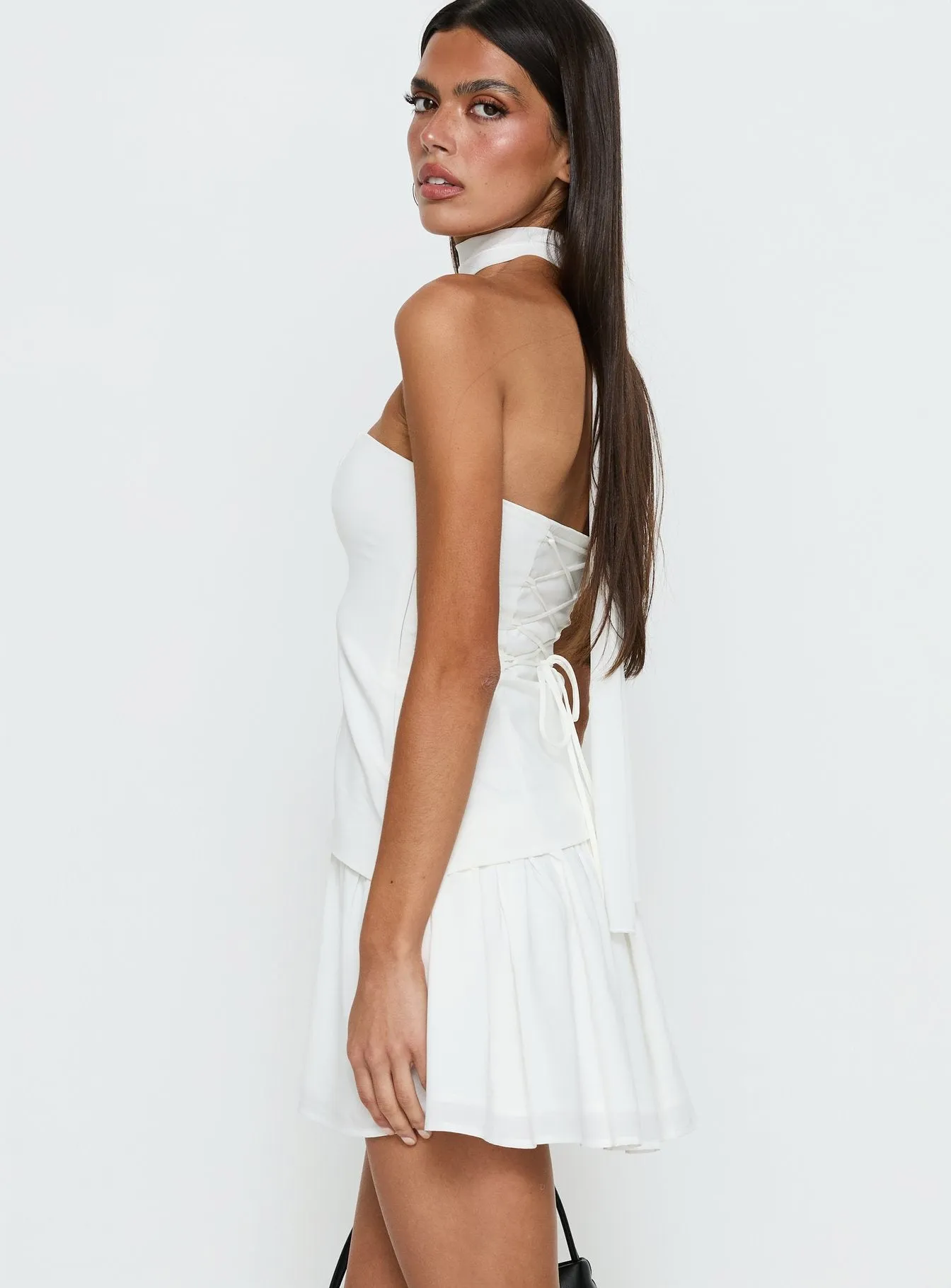 Odela Strapless Drop Waist Mini Dress White sold by Princess Polly product image thumbnail 4