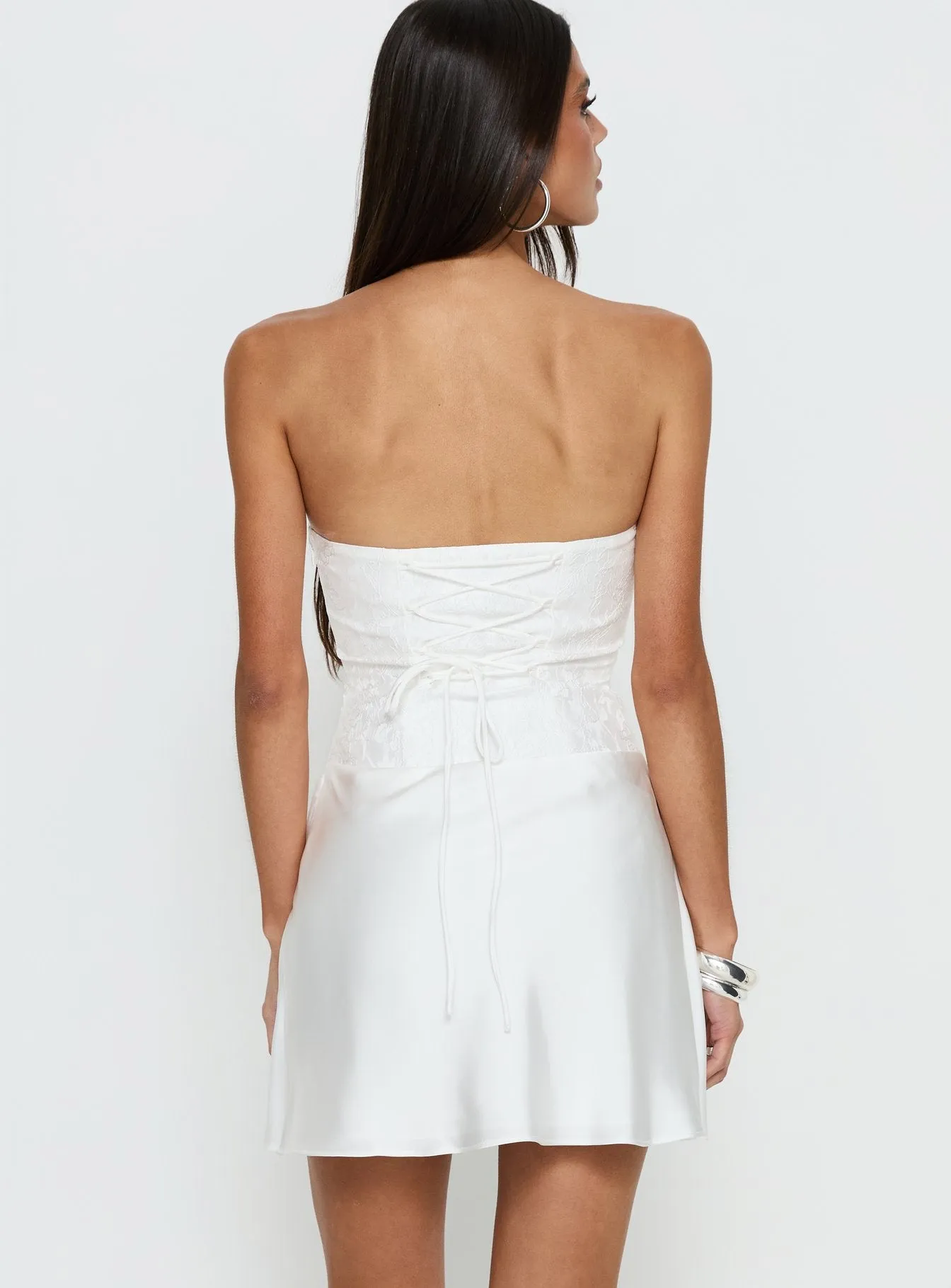 Jenevieve Strapless Drape Mini Dress White sold by Princess Polly product image thumbnail 5