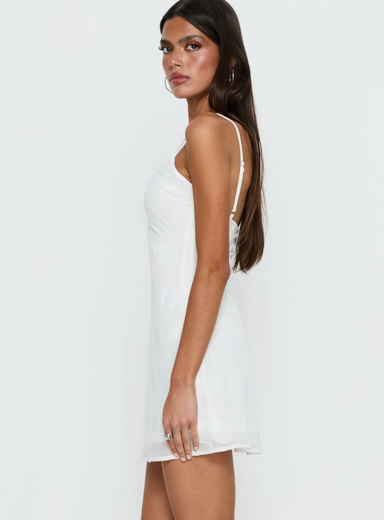 Lissie Scoop Mini Dress White Polka Dot sold by Princess Polly product image thumbnail 4