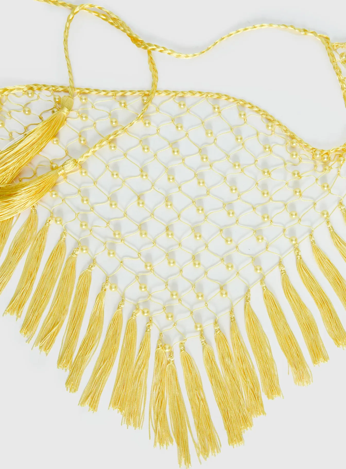 Lynnsey Beaded Tassel Wrap Belt Butter sold by Princess Polly product image thumbnail 3