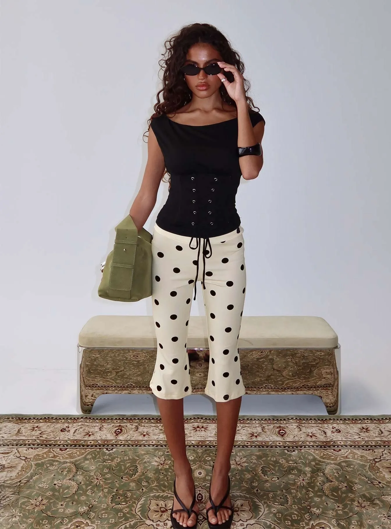 Samaira Capri Pant Cream Polka Dot sold by Princess Polly