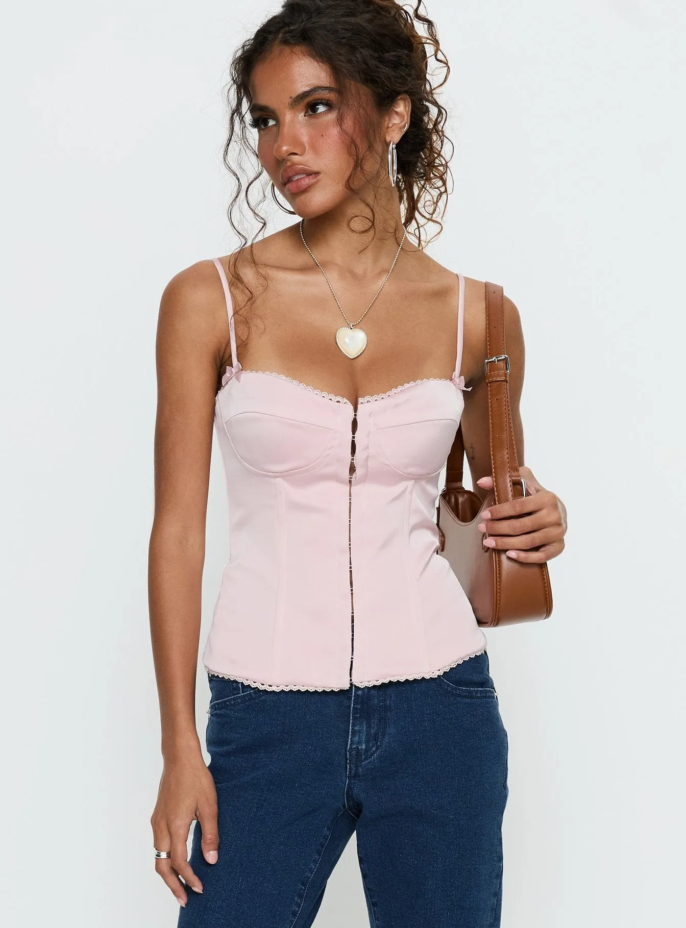 Maralyne Satin Corset Top Soft Pink sold by Princess Polly product image thumbnail 2