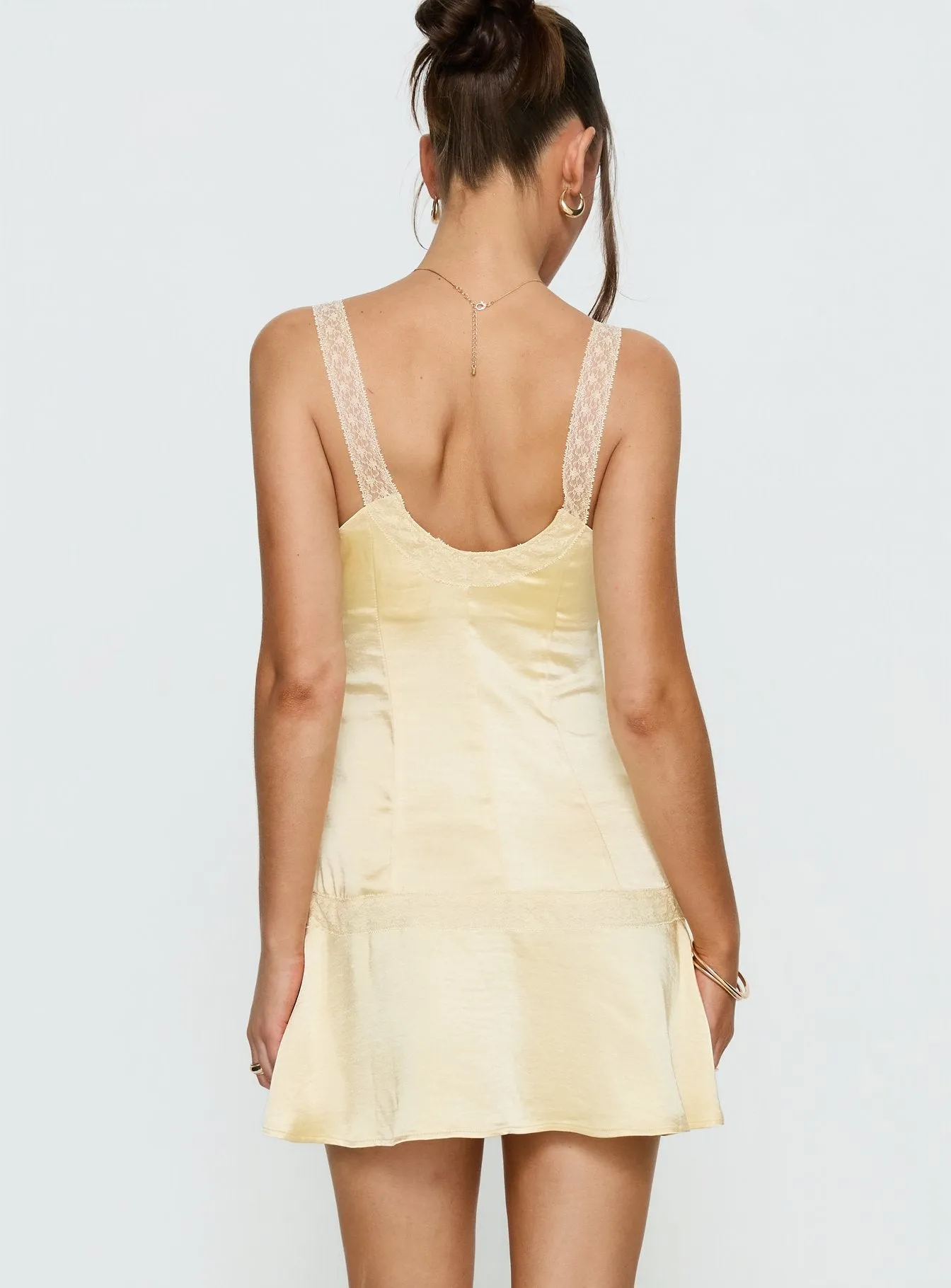 Sybelle Lace Drop Waist Mini Dress Yellow sold by Princess Polly product image thumbnail 4