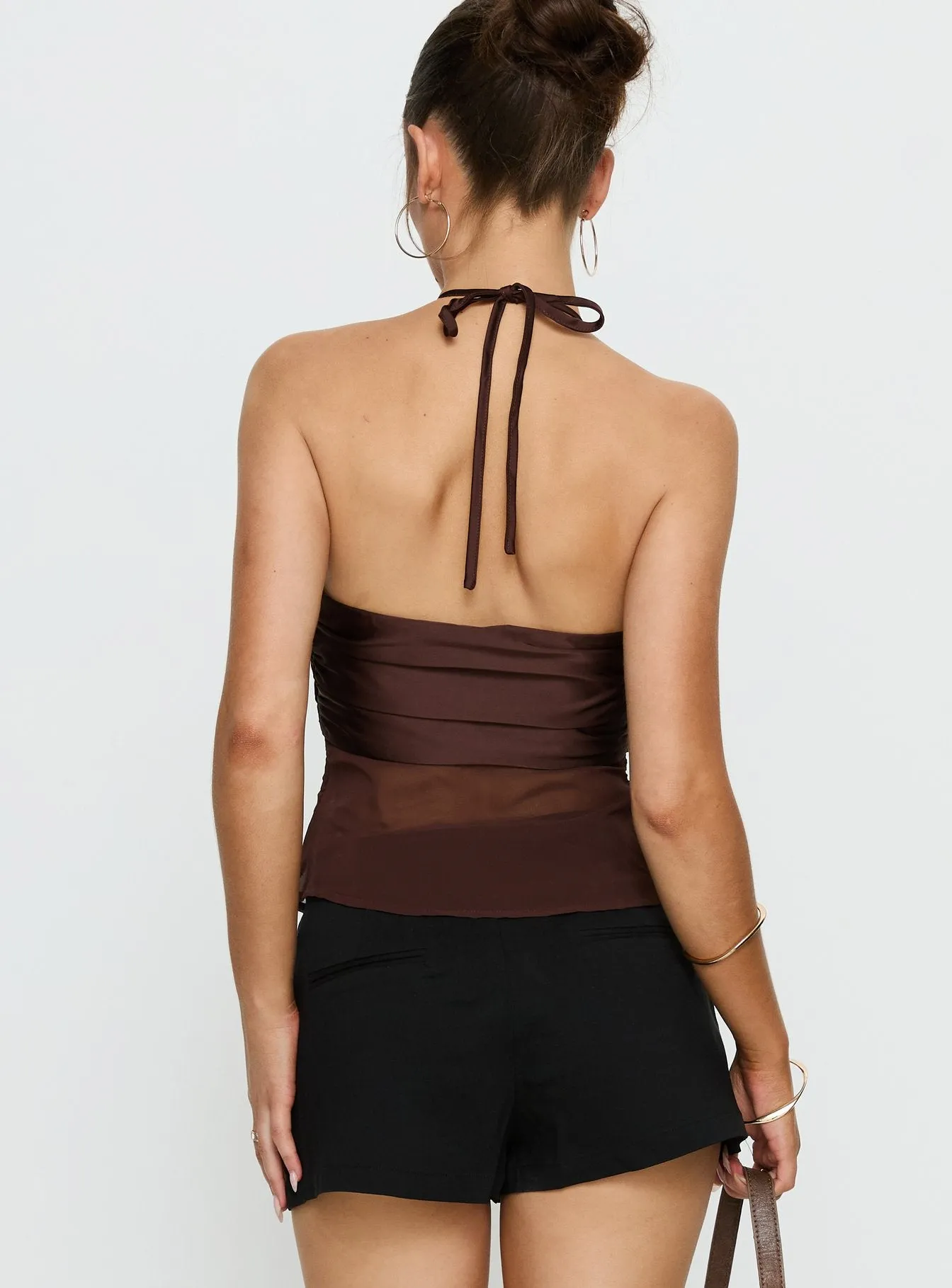 Whisperer Halter Chiffon Top Brown sold by Princess Polly product image thumbnail 4