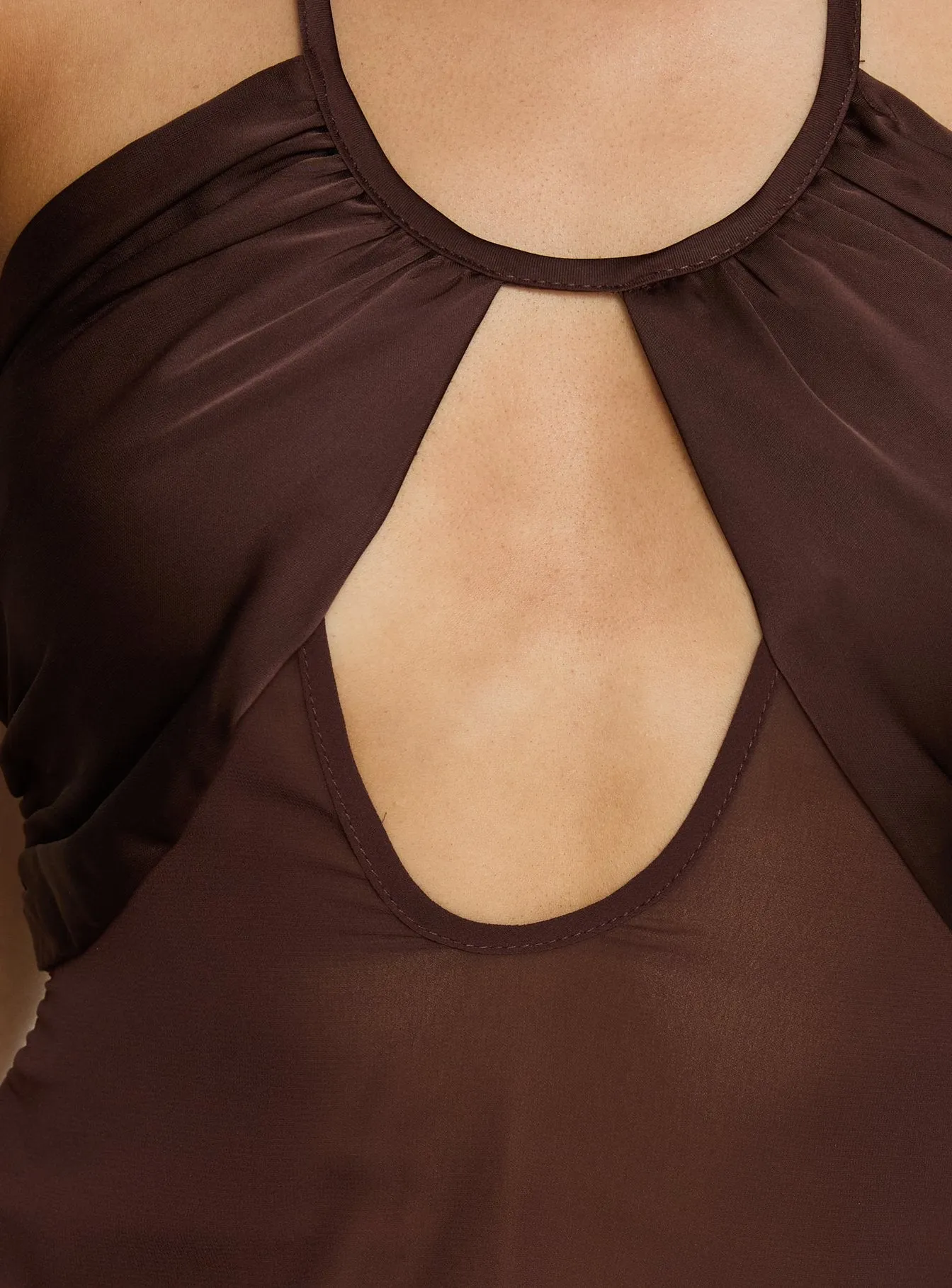 Whisperer Halter Chiffon Top Brown sold by Princess Polly product image thumbnail 5