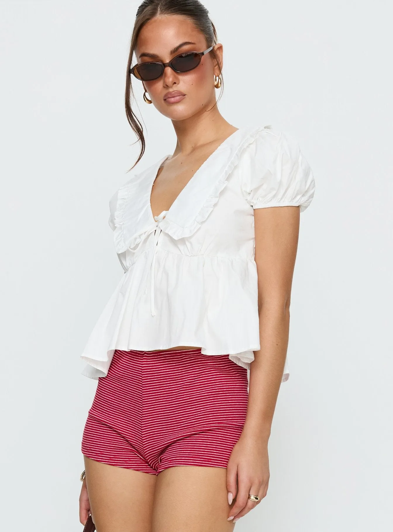 Dawes Oversized Collar Blouse Top White sold by Princess Polly product image thumbnail 4