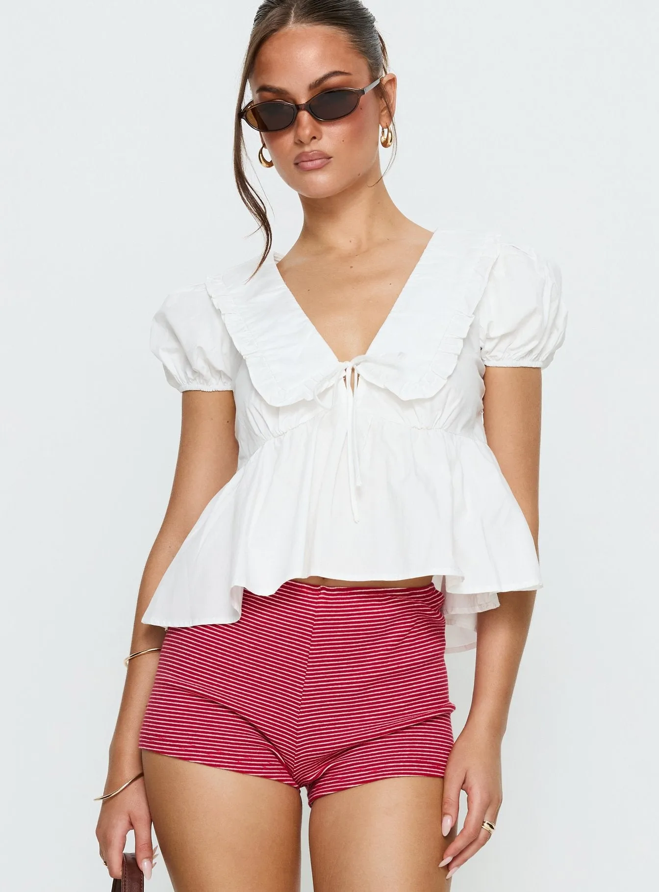 Dawes Oversized Collar Blouse Top White sold by Princess Polly product image thumbnail 2