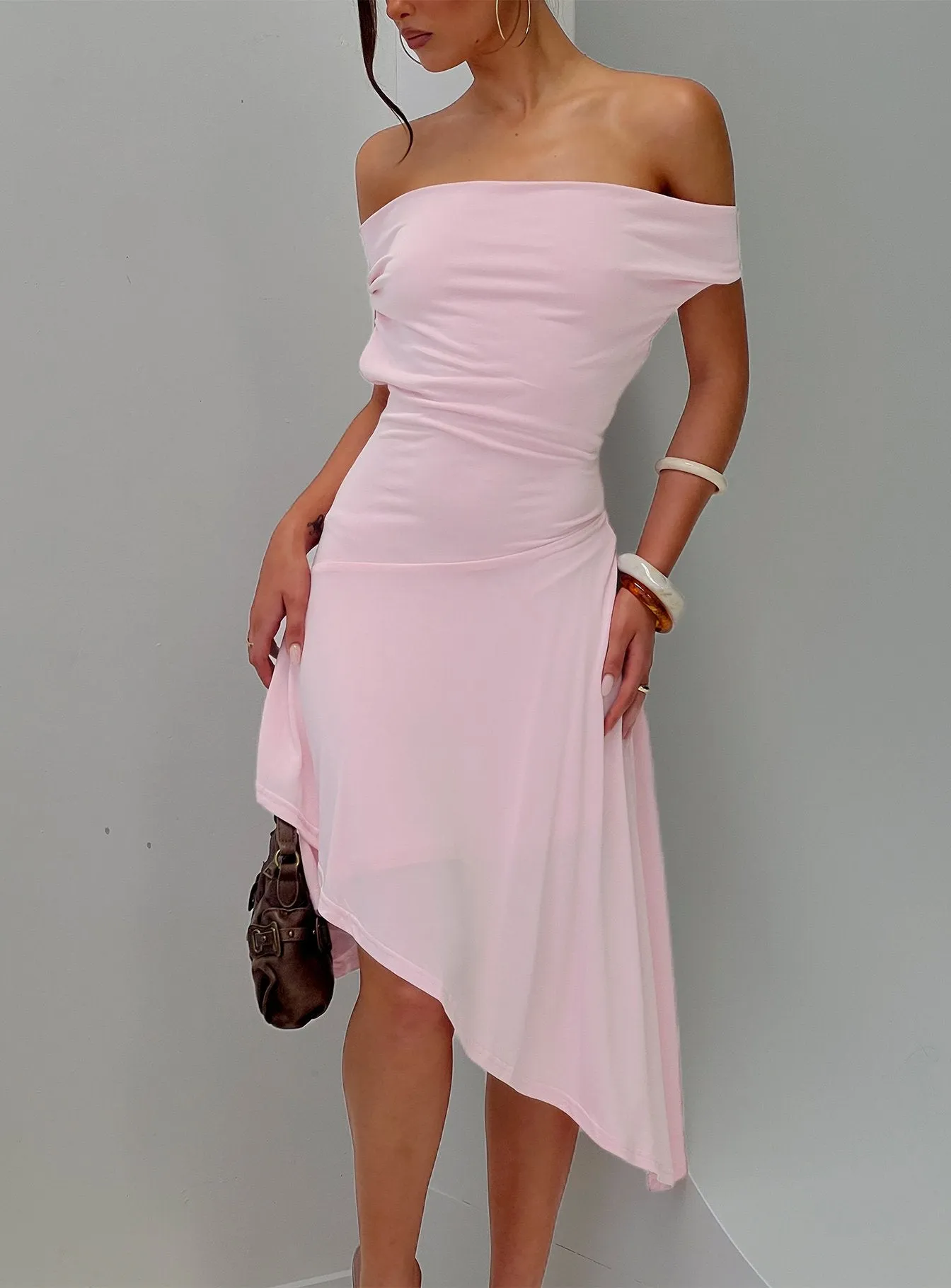 Yesina Halter Jersey Midi Dress Pink sold by Princess Polly