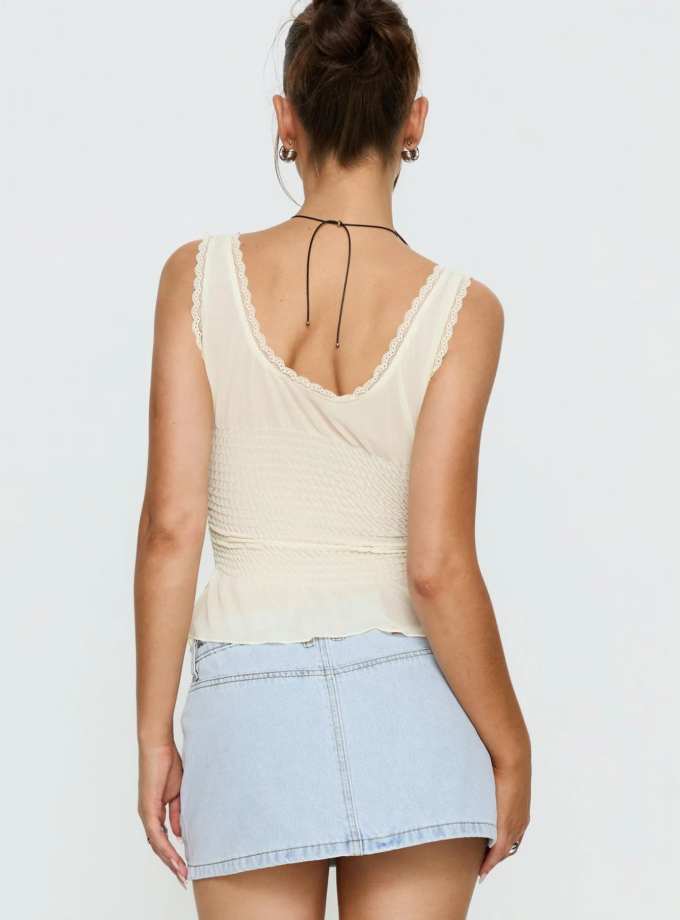 Naelina Sheer Tie Up Top Butter sold by Princess Polly product image thumbnail 4