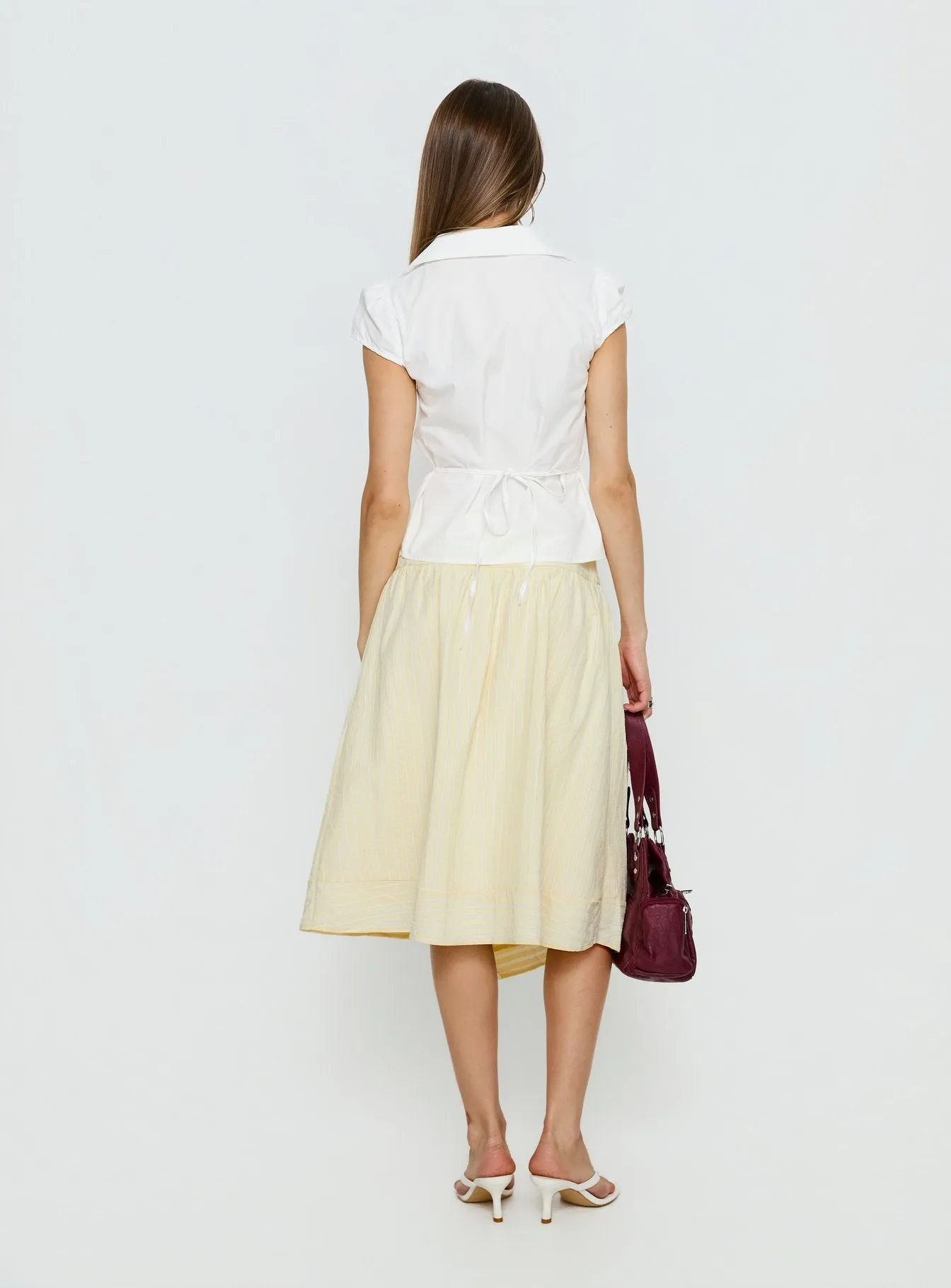 Sunney Wrap Midi Skirt Yellow sold by Princess Polly product image thumbnail 5