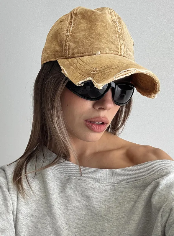 Fryda Distressed Cap Washed Brown sold by Princess Polly